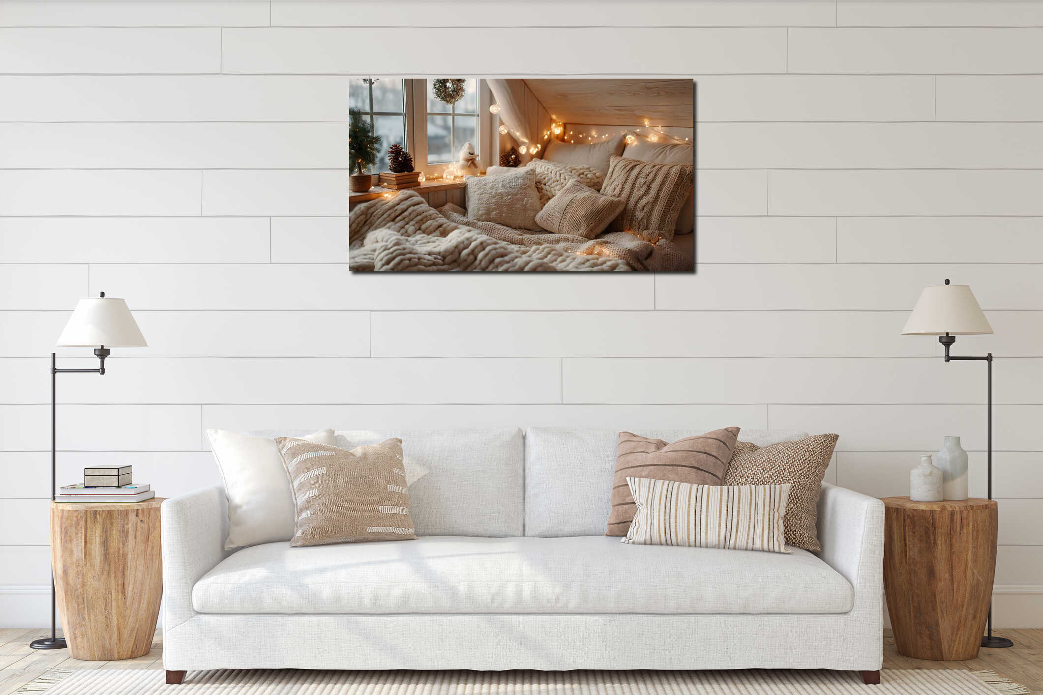 Canvas hanging interior mockup