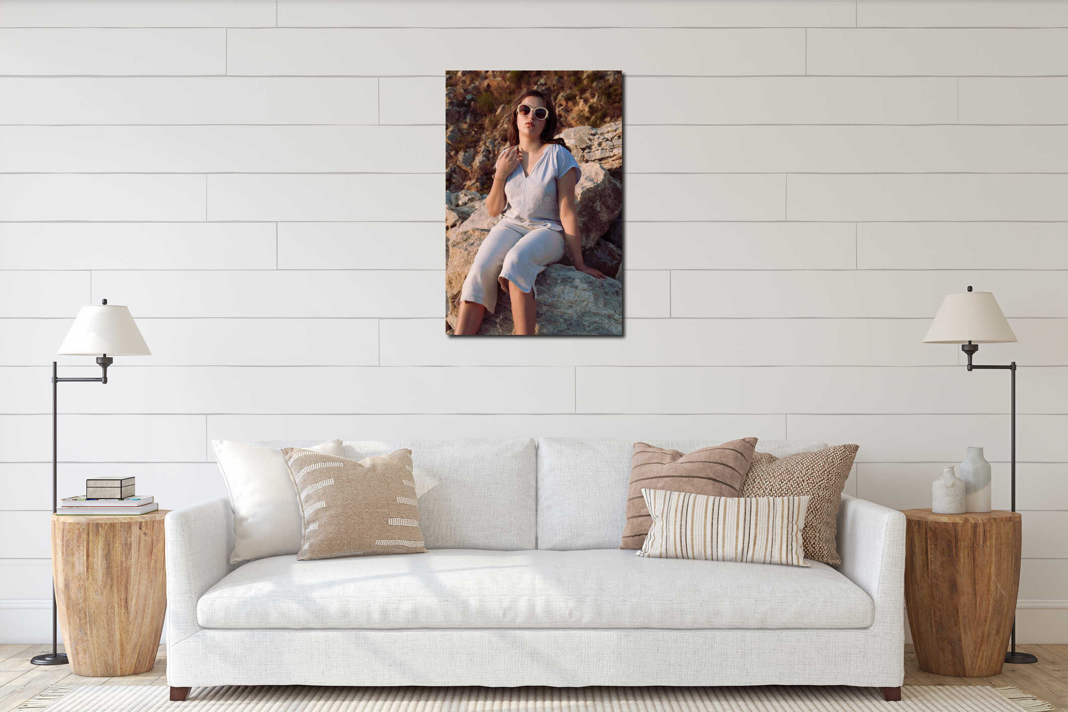 Canvas hanging interior mockup