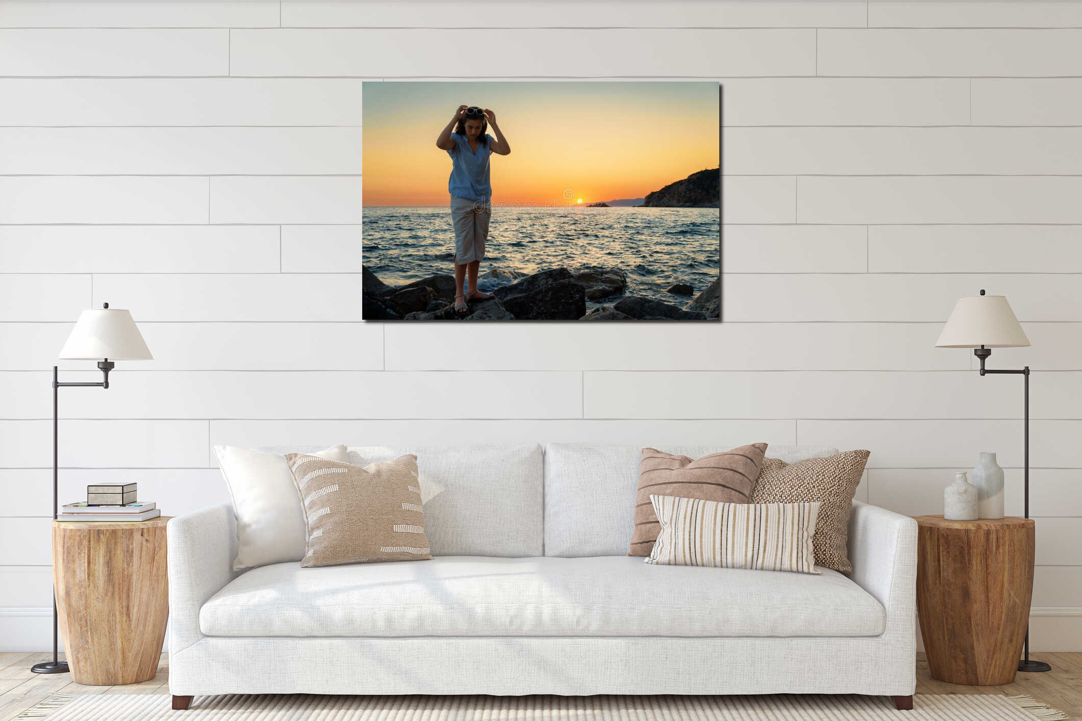 Canvas hanging interior mockup