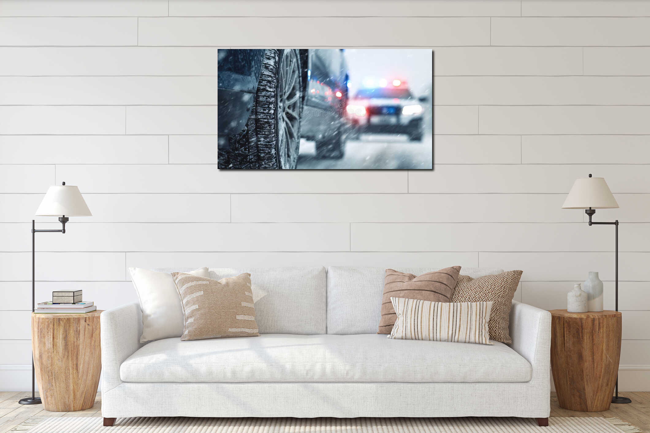 Canvas hanging interior mockup