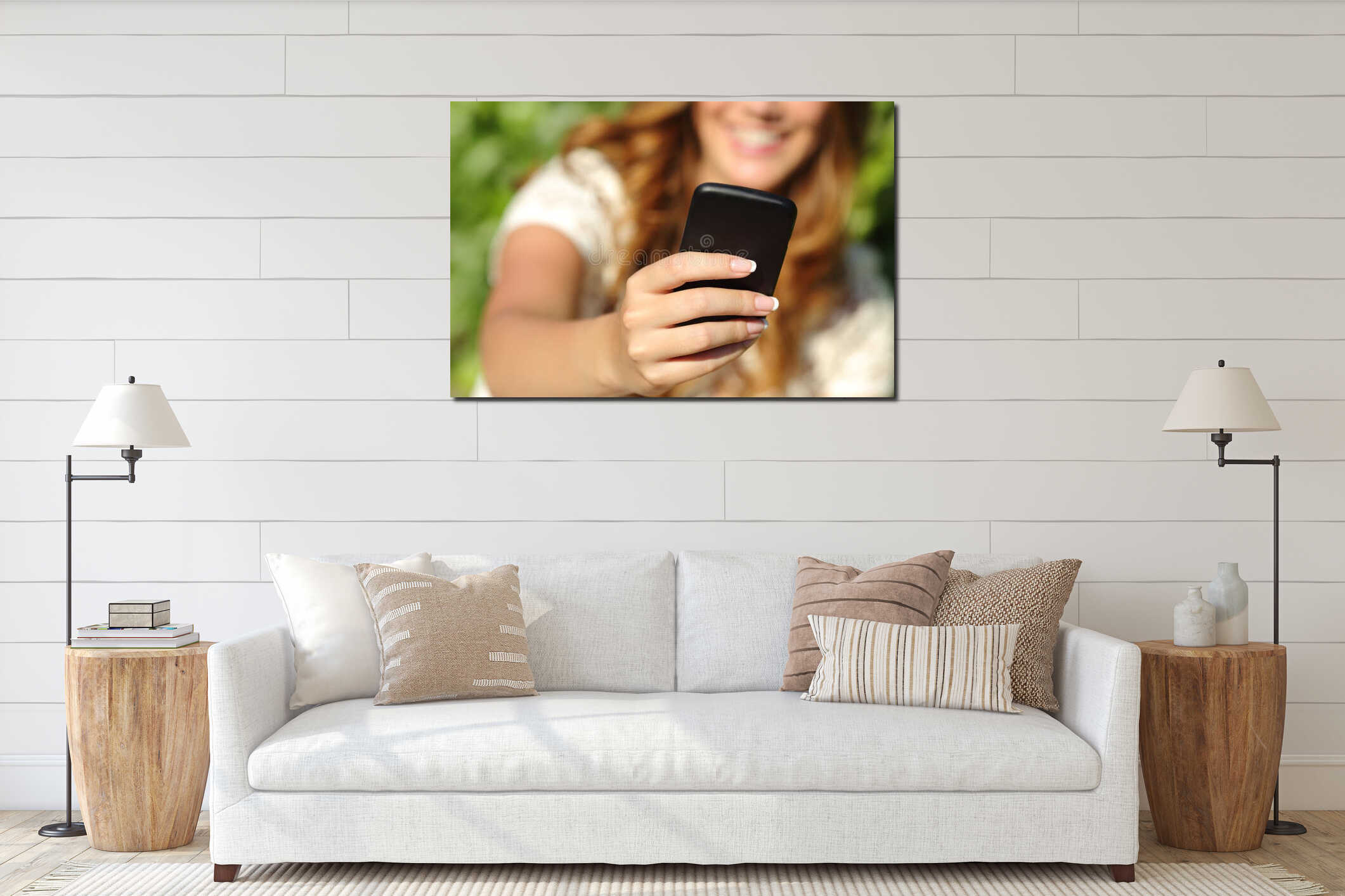 Canvas hanging interior mockup