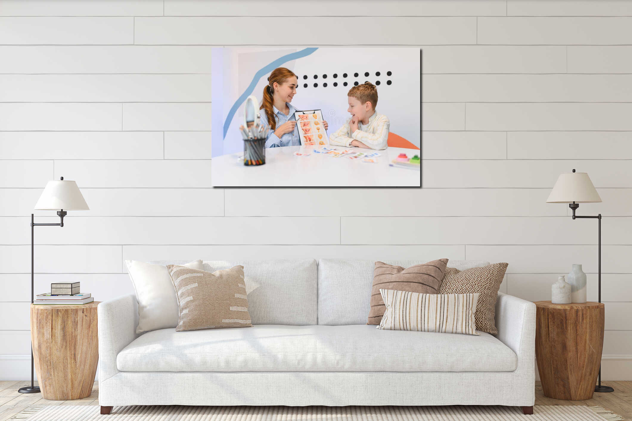 Canvas hanging interior mockup