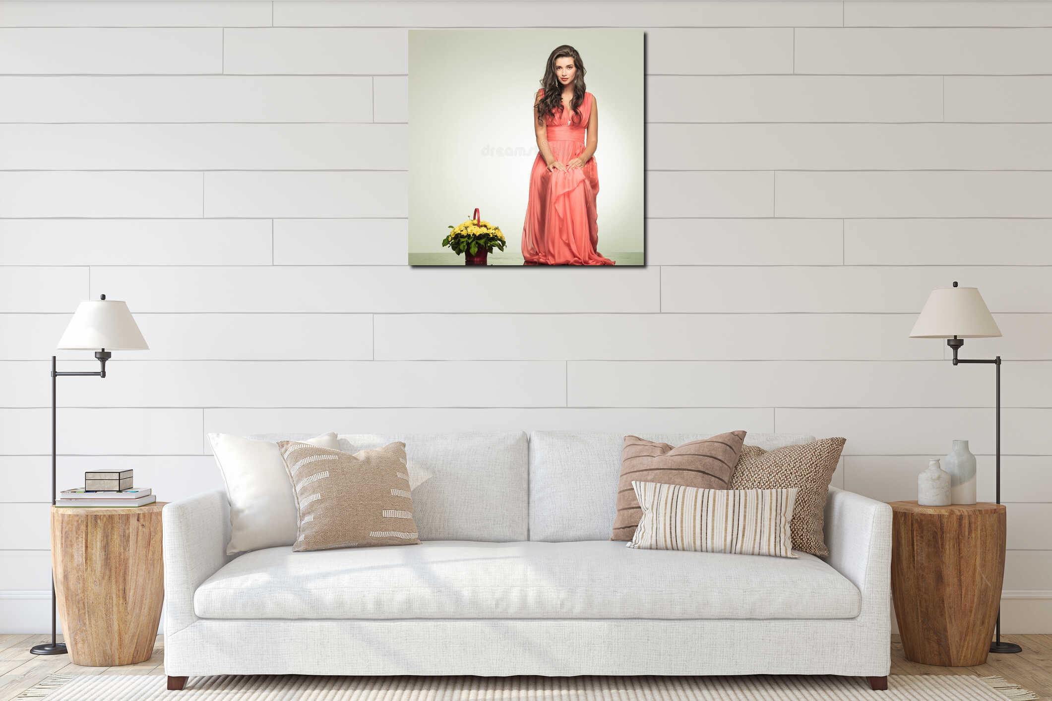 Canvas hanging interior mockup
