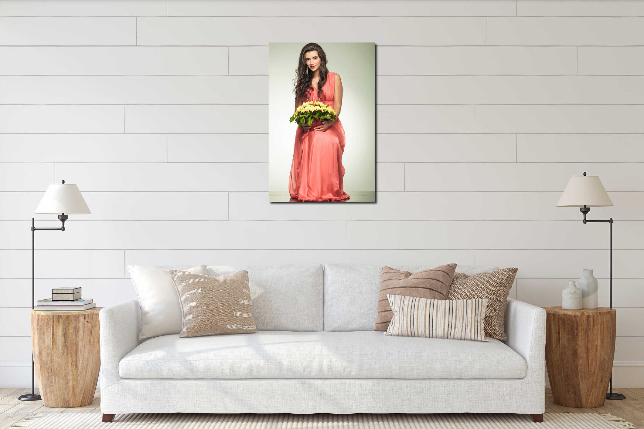 Canvas hanging interior mockup