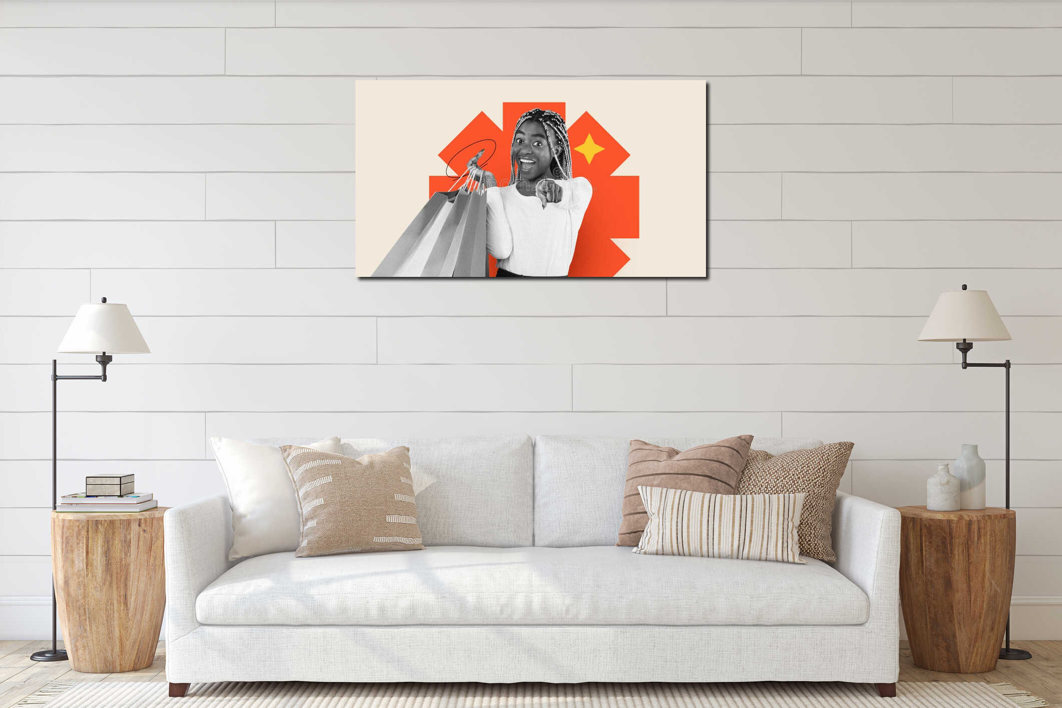 Canvas hanging interior mockup