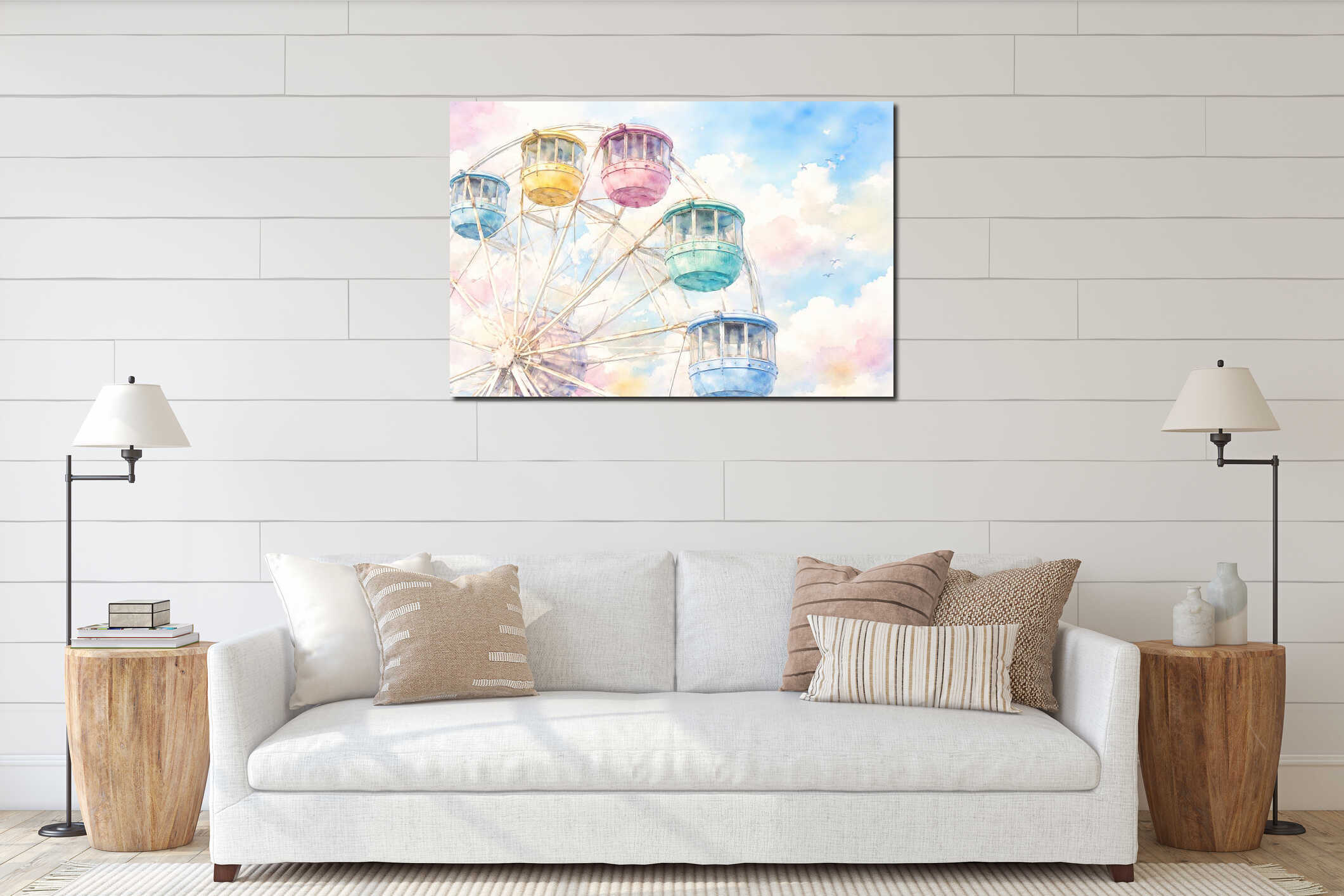 Canvas hanging interior mockup