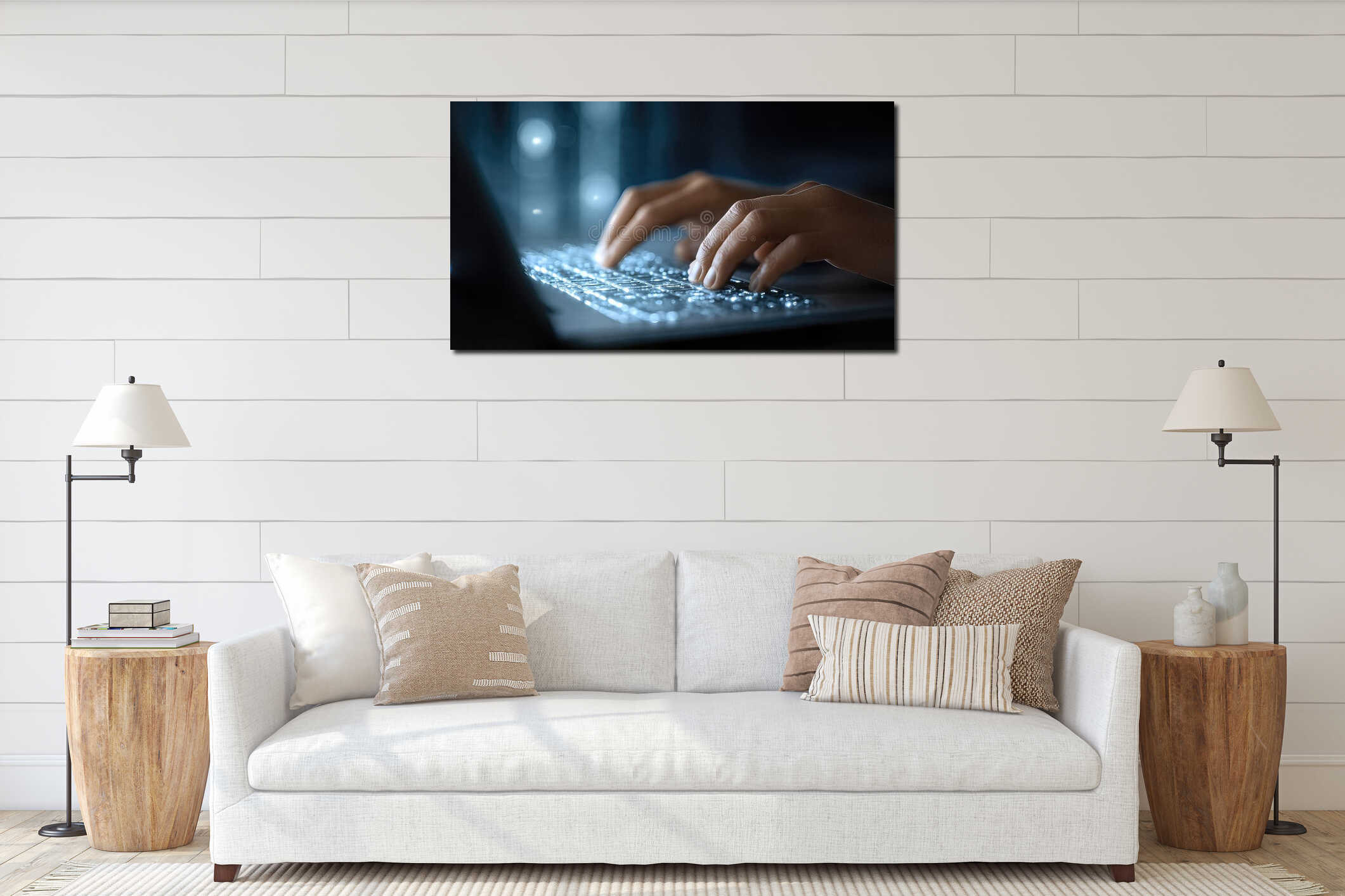 Canvas hanging interior mockup