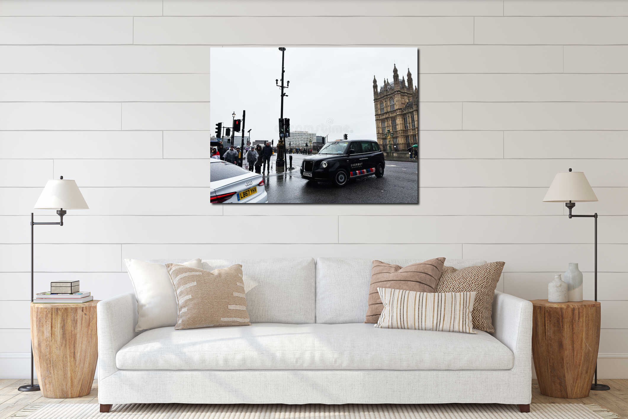 Canvas hanging interior mockup
