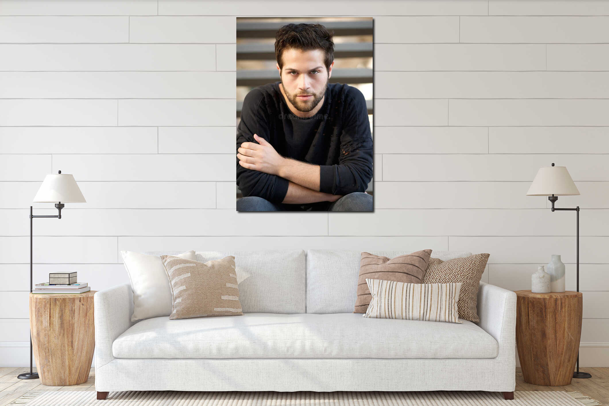 Canvas hanging interior mockup