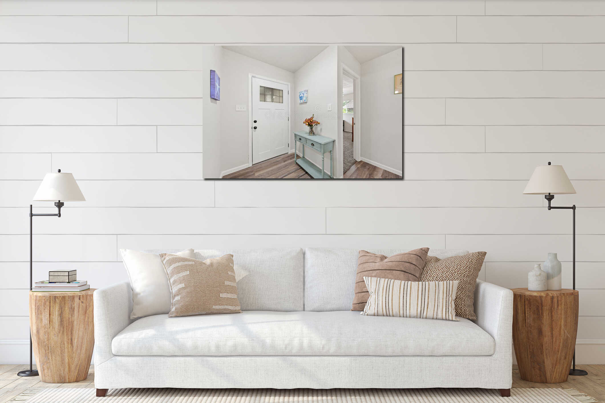 Canvas hanging interior mockup