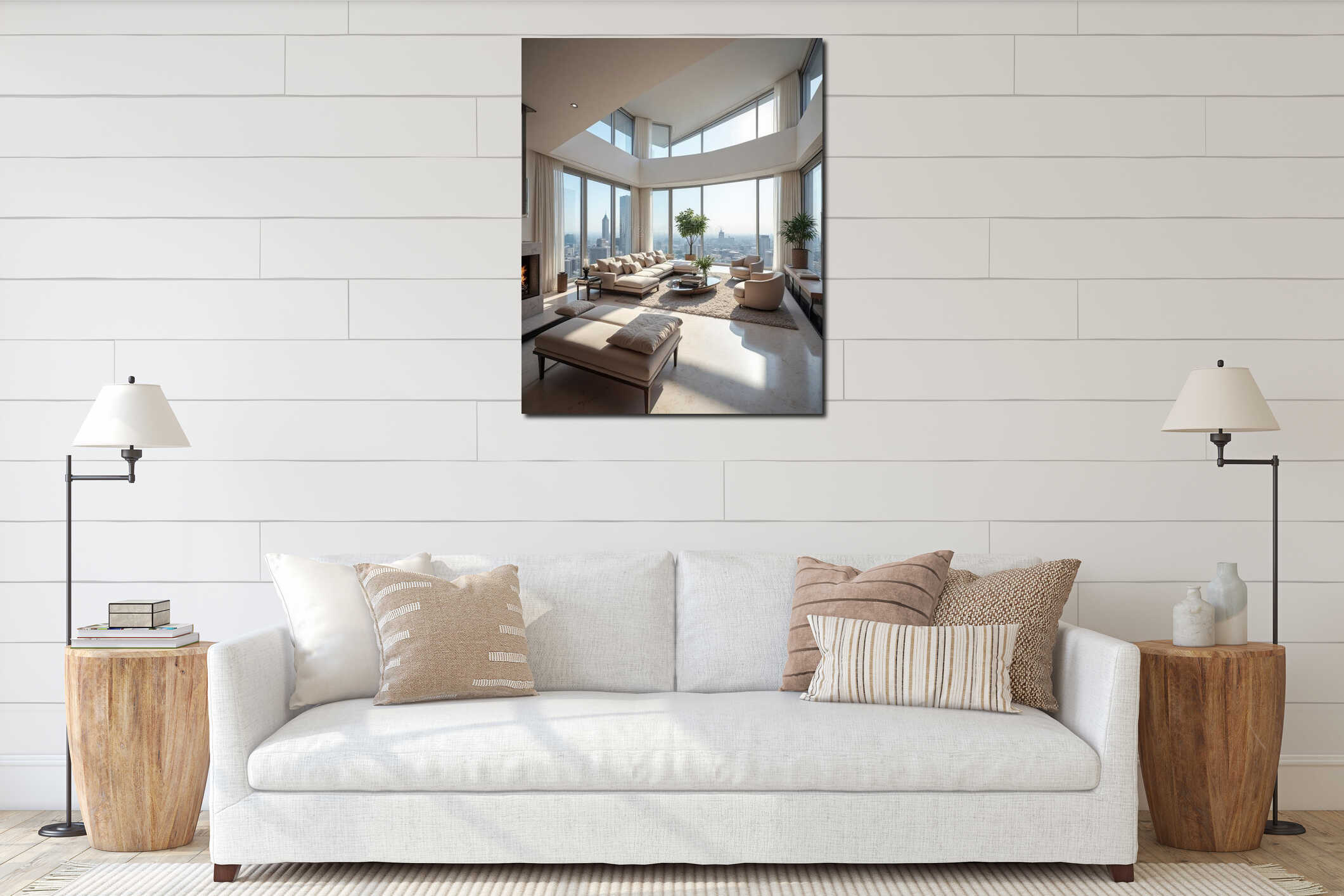 Canvas hanging interior mockup