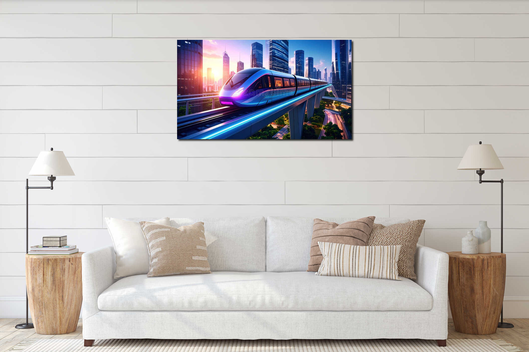 Canvas hanging interior mockup