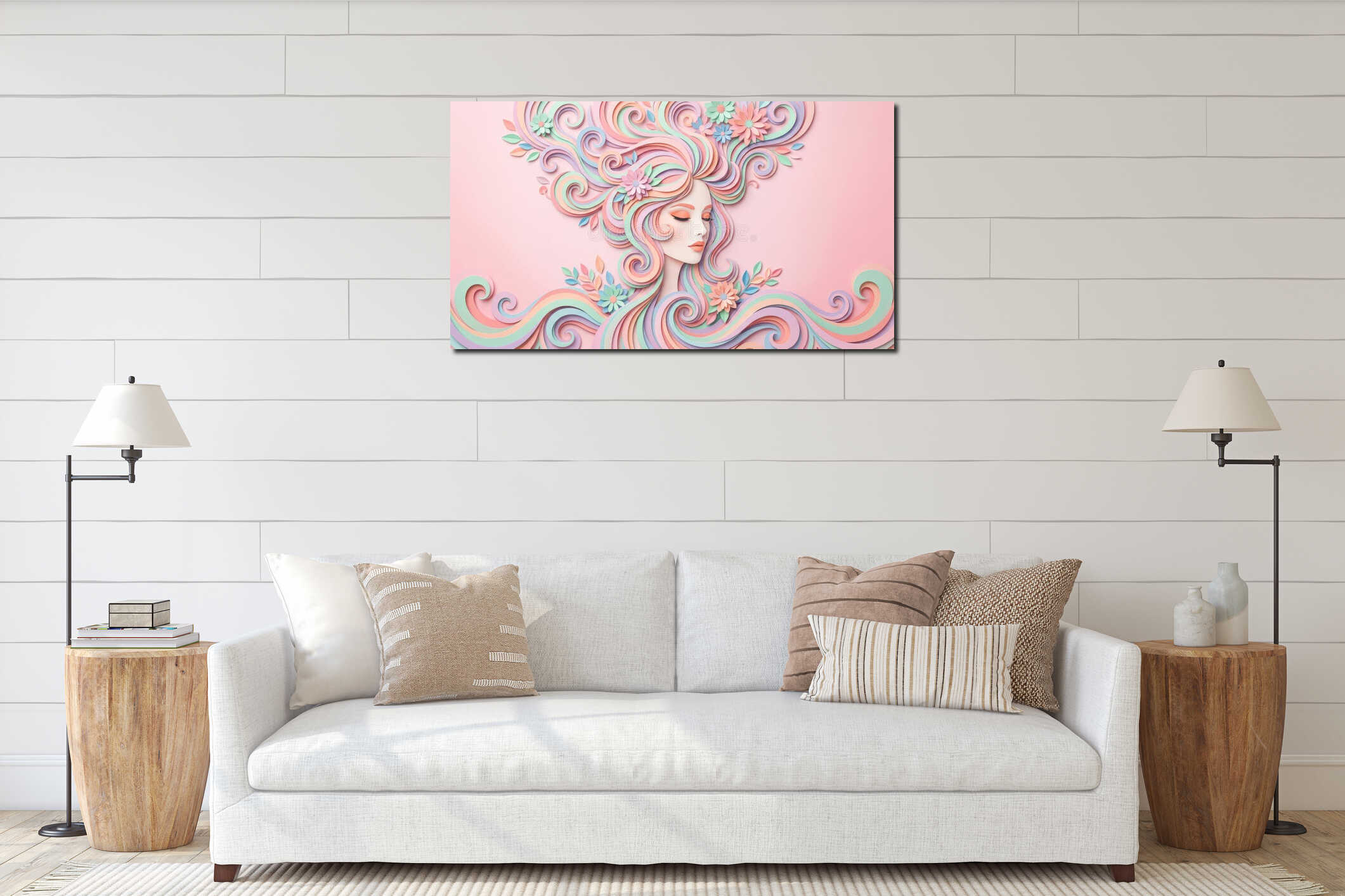 Canvas hanging interior mockup