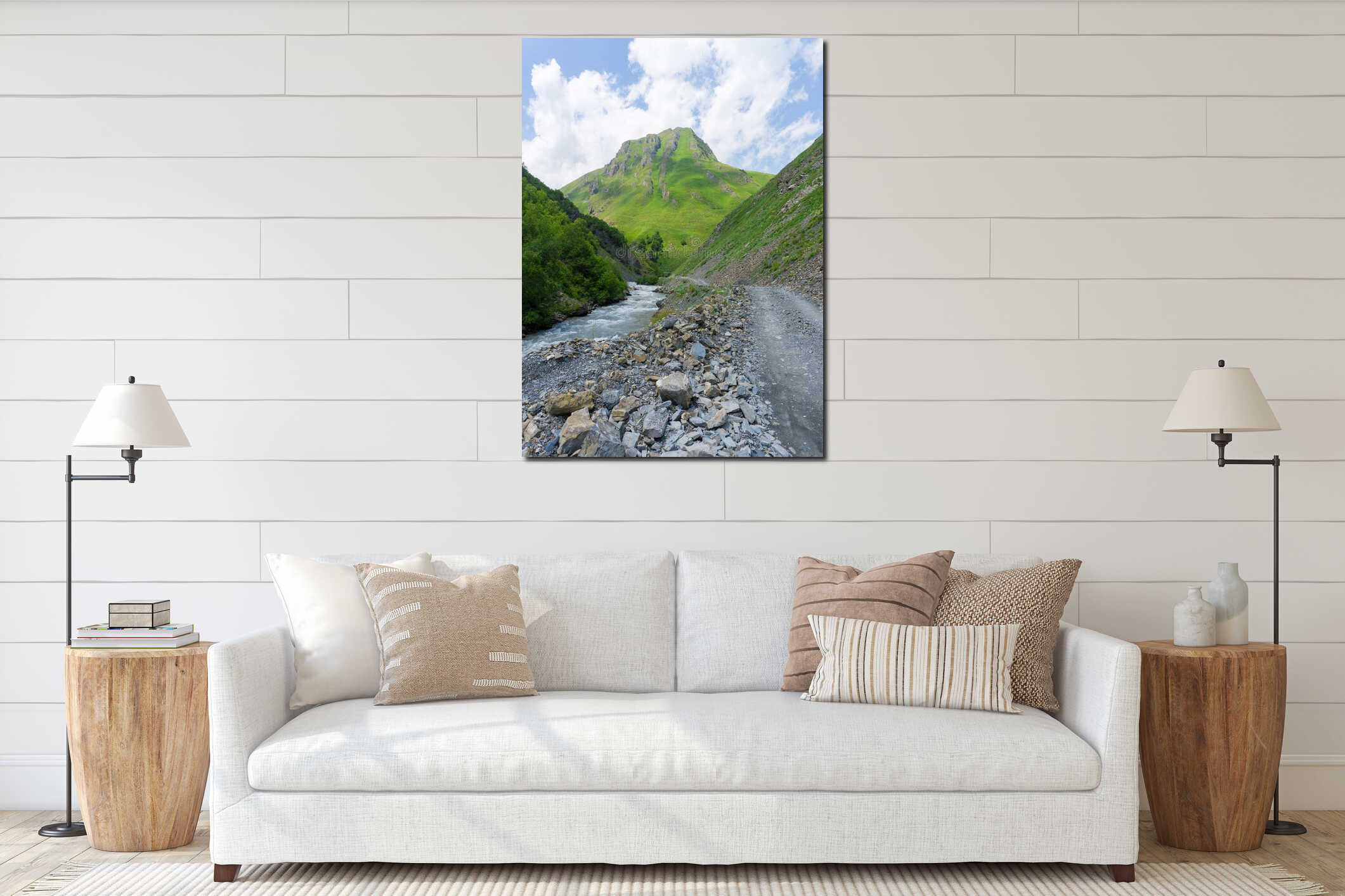 Canvas hanging interior mockup