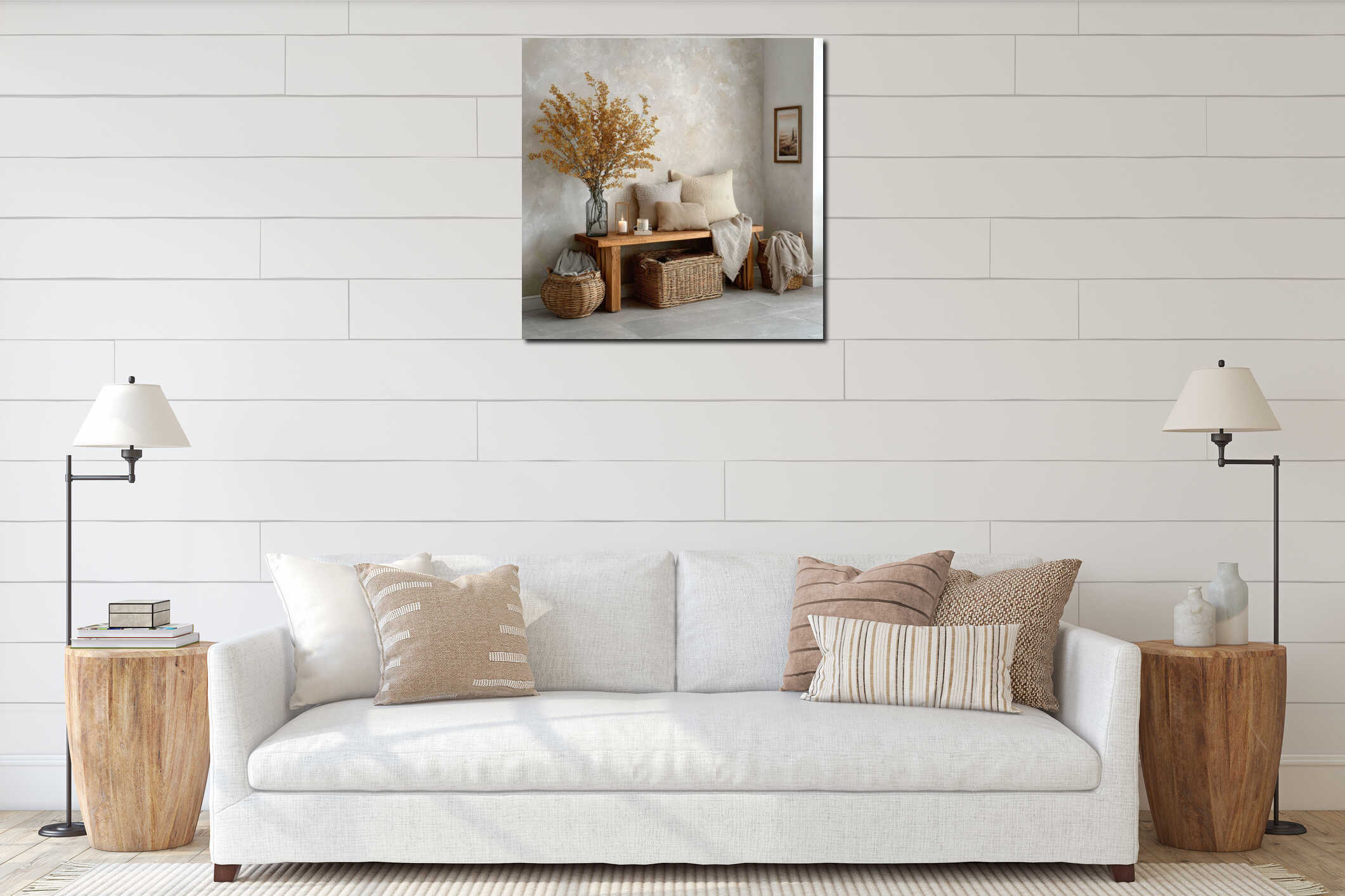 Canvas hanging interior mockup