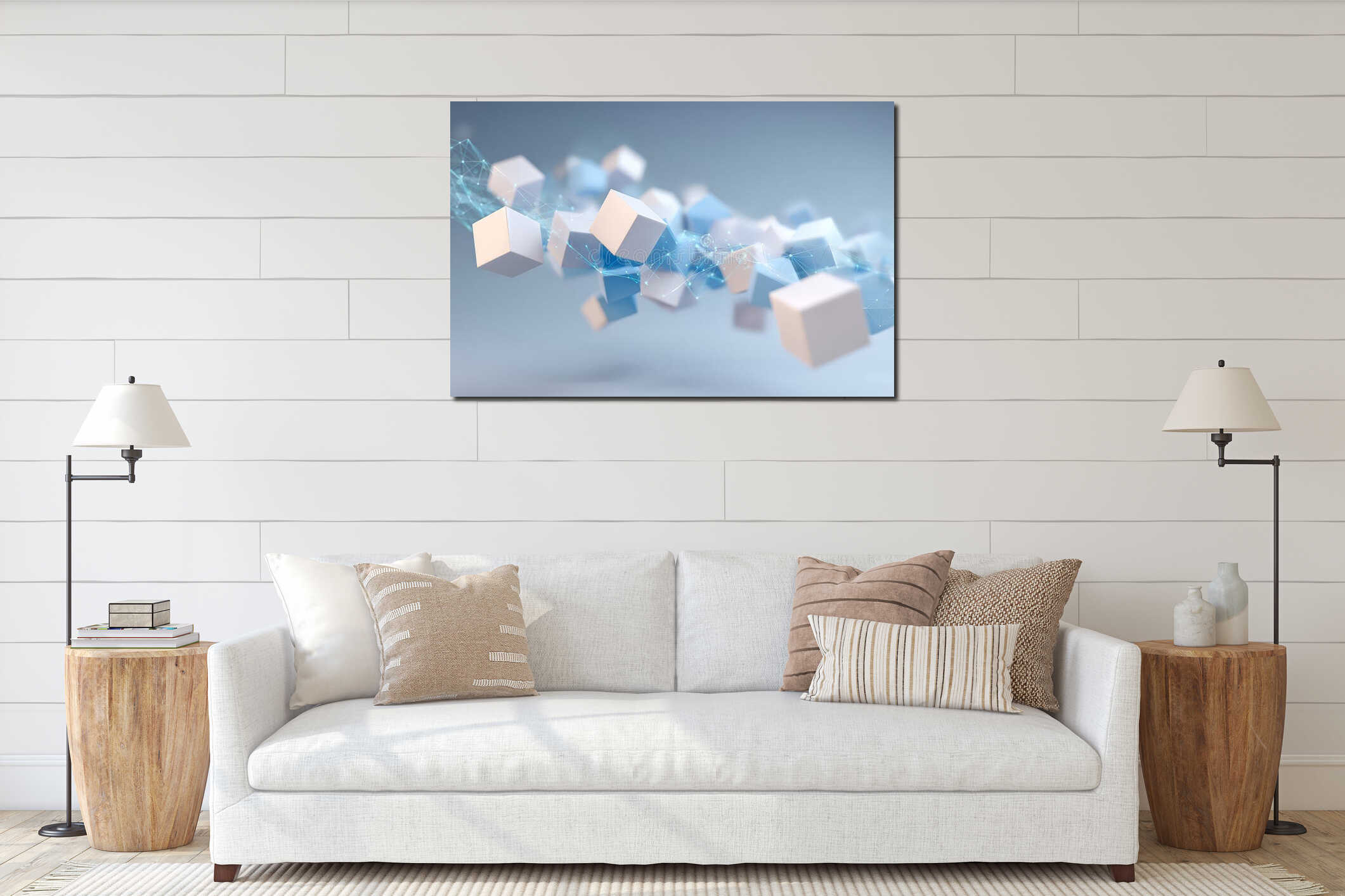 Canvas hanging interior mockup