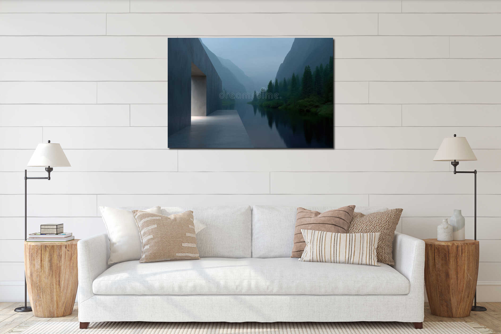Canvas hanging interior mockup