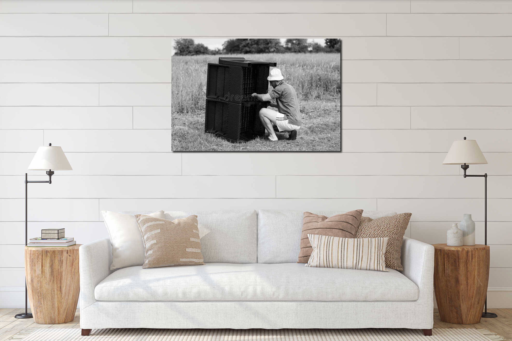 Canvas hanging interior mockup
