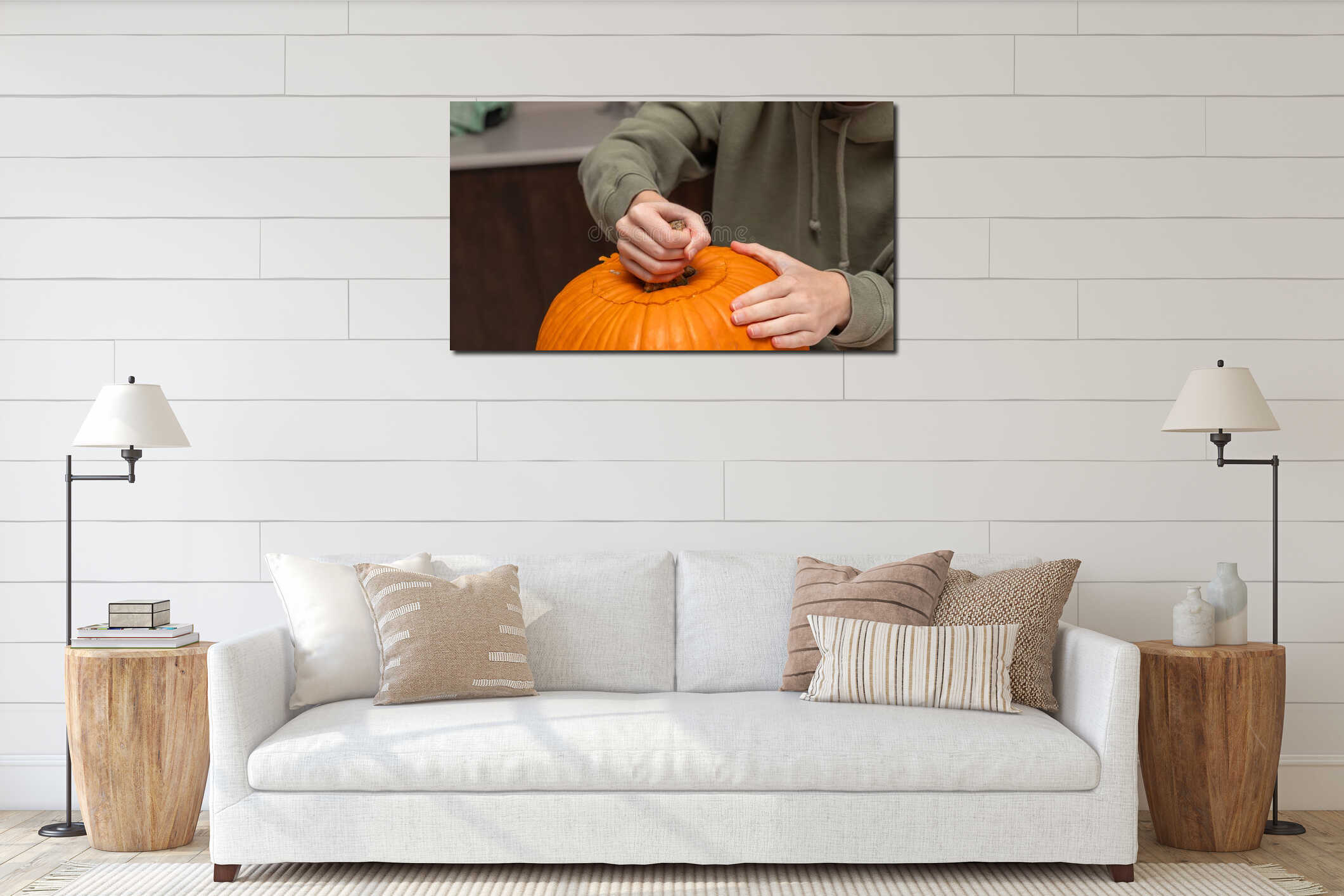 Canvas hanging interior mockup