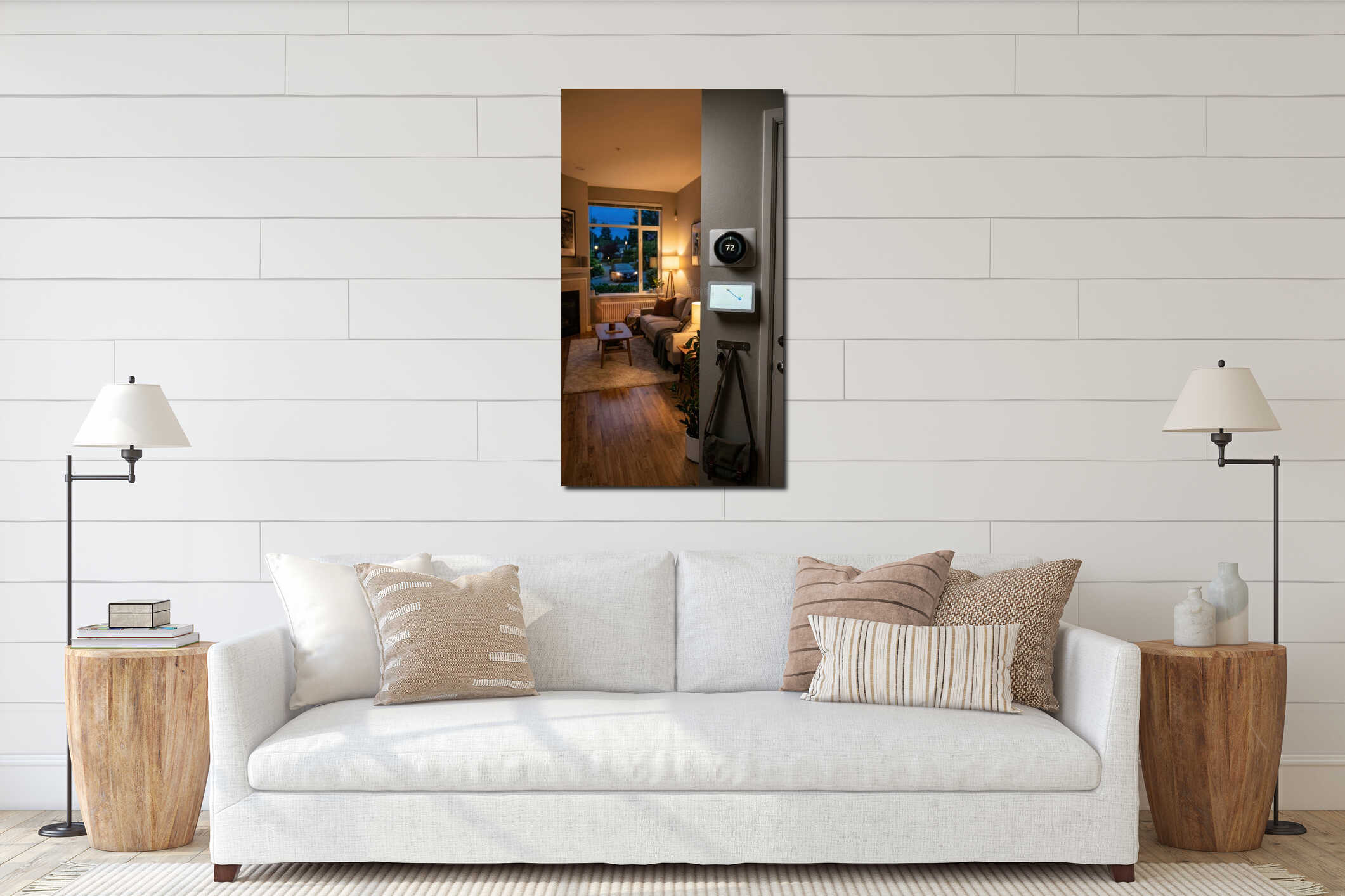 Canvas hanging interior mockup