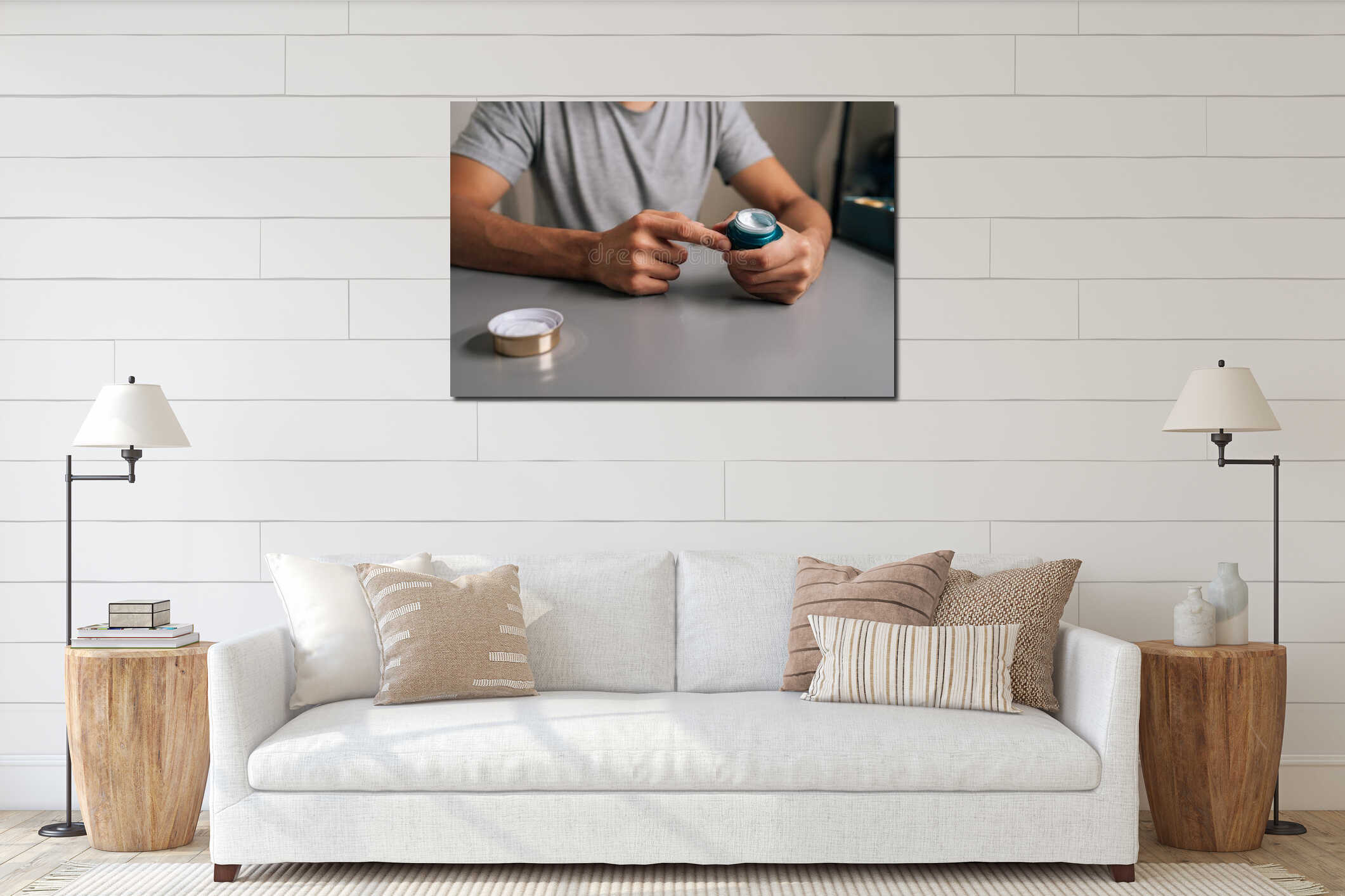 Canvas hanging interior mockup