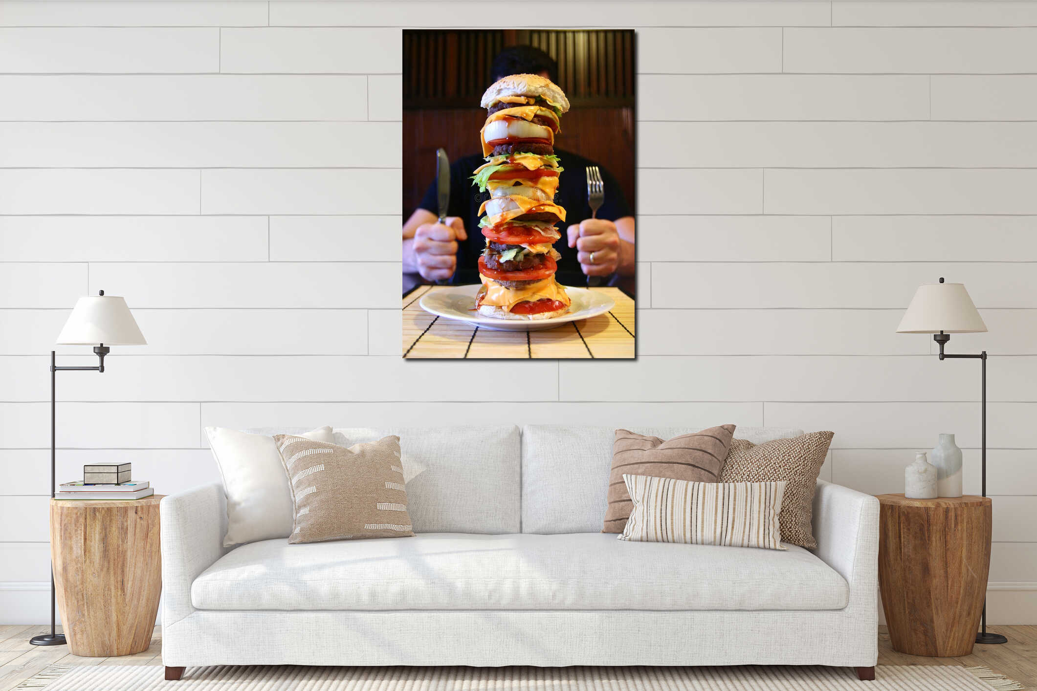 Canvas hanging interior mockup