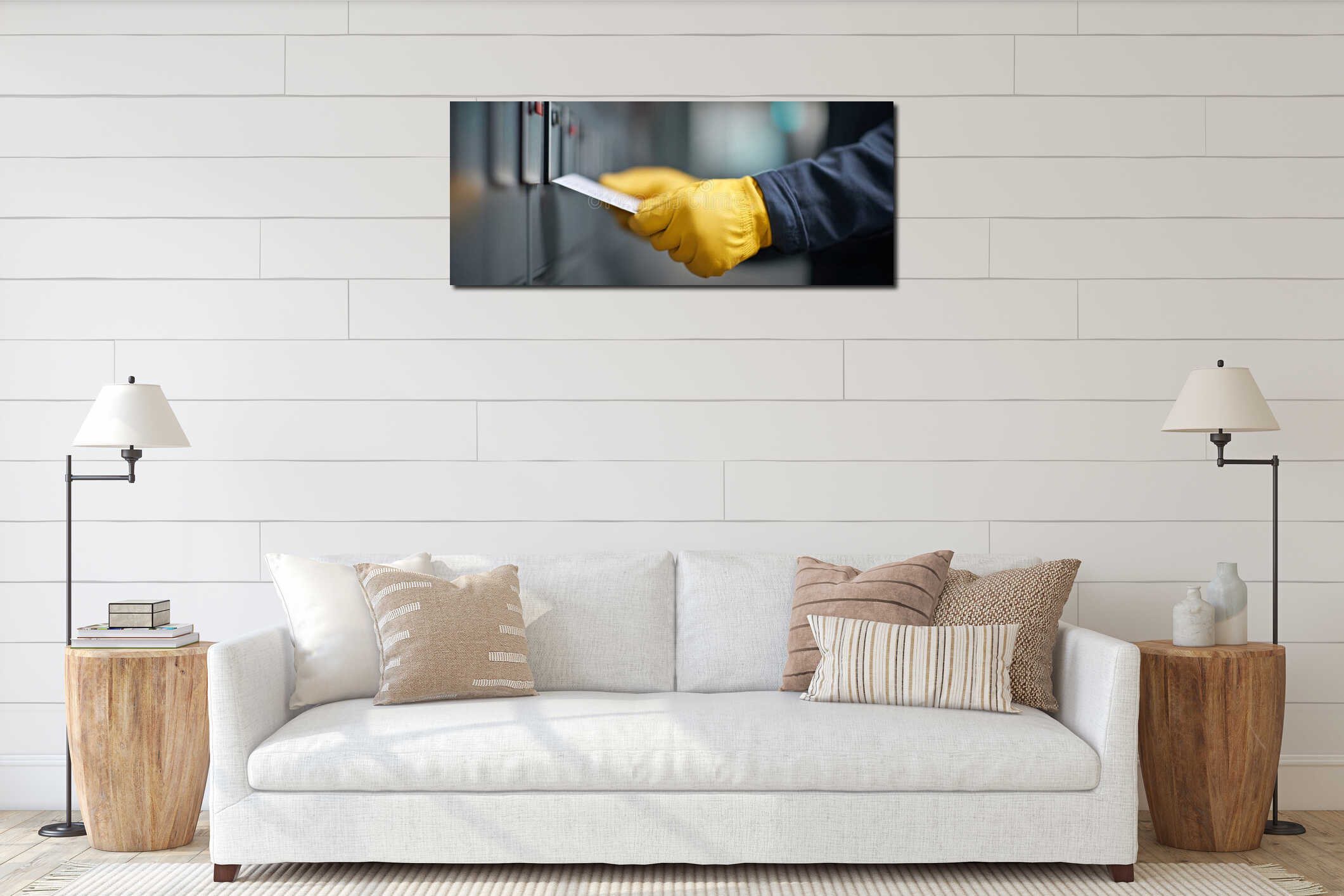 Canvas hanging interior mockup