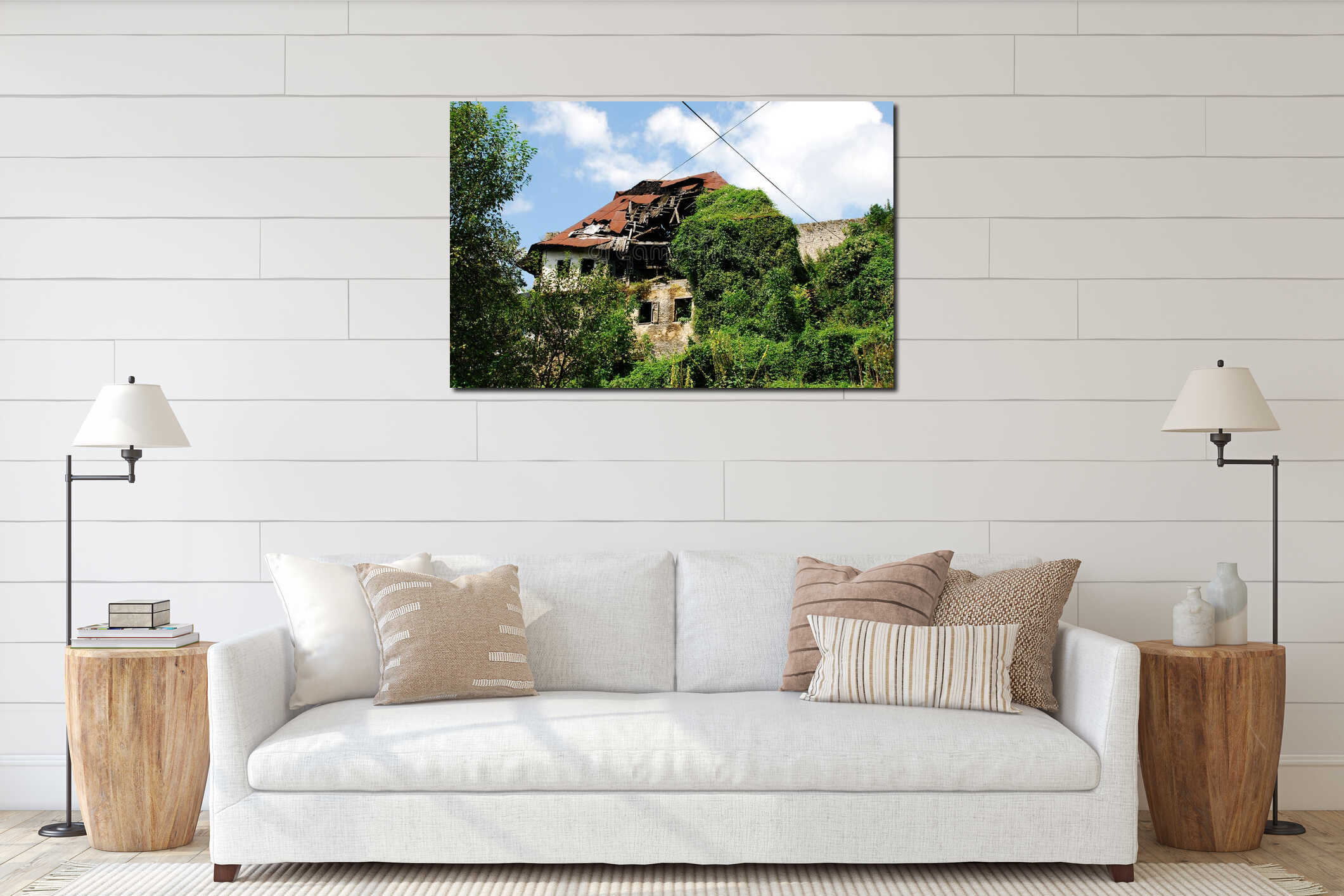 Canvas hanging interior mockup
