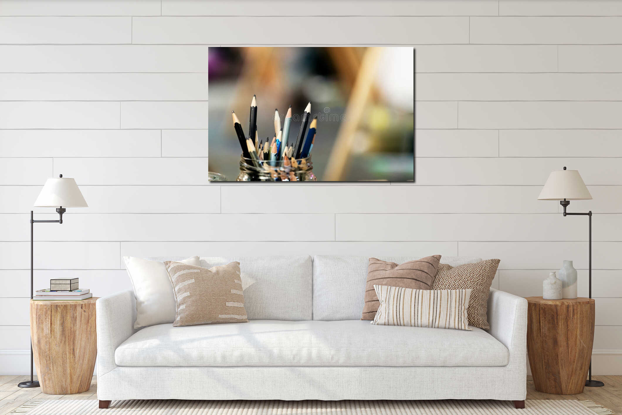 Canvas hanging interior mockup