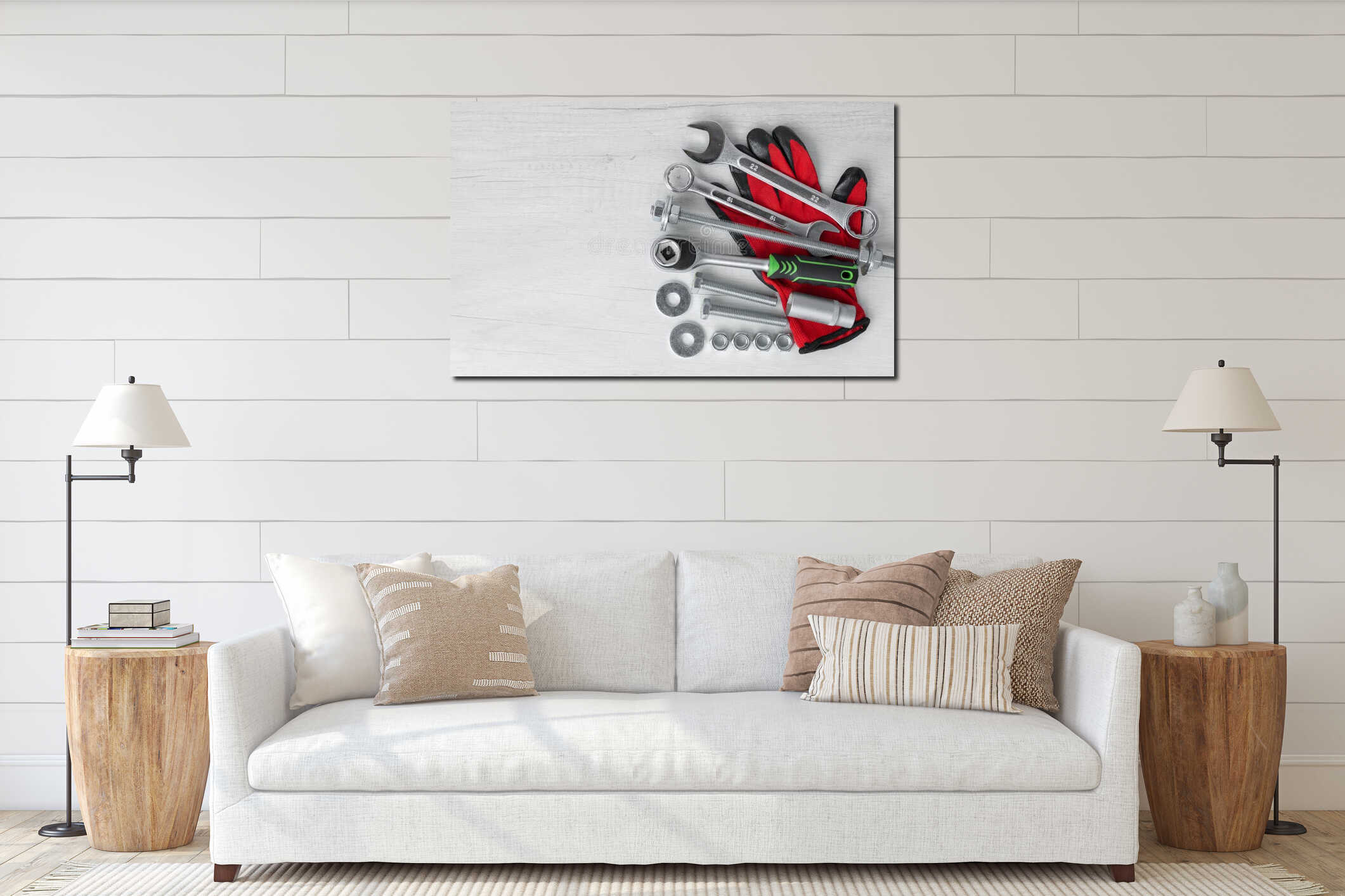 Canvas hanging interior mockup
