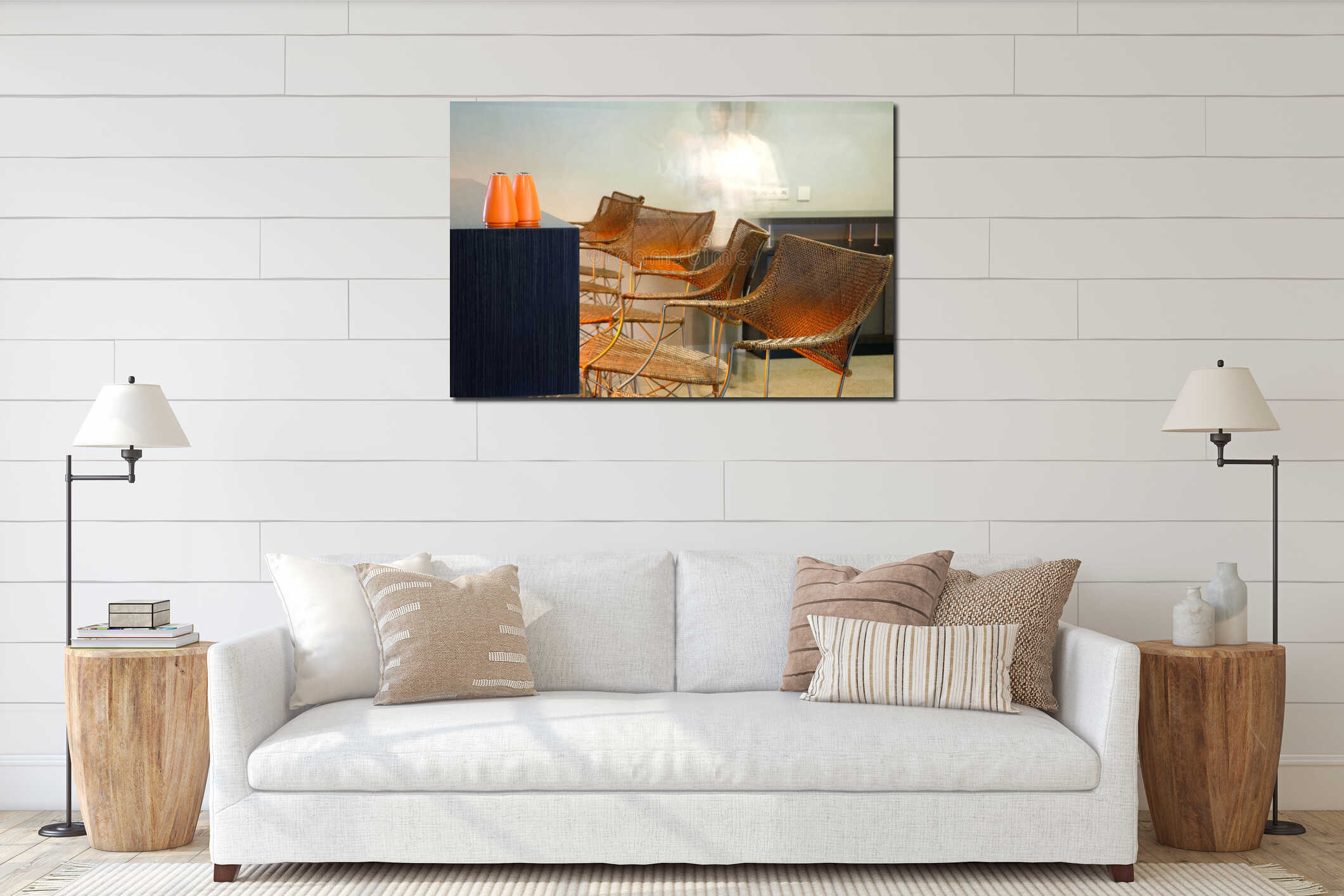 Canvas hanging interior mockup
