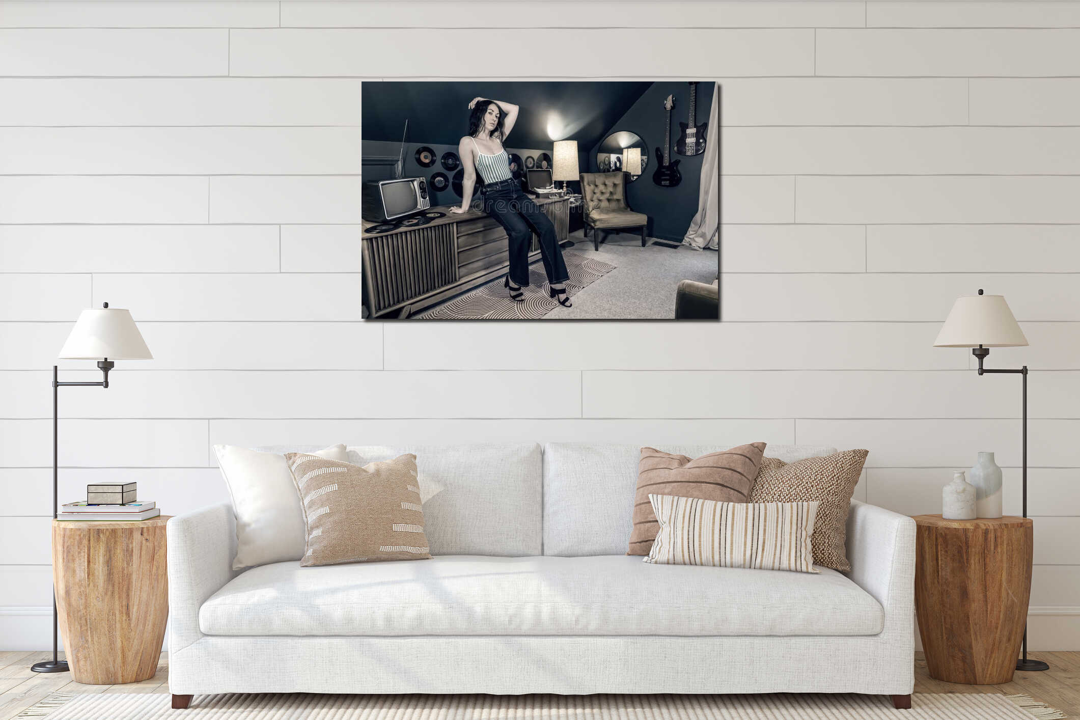 Canvas hanging interior mockup