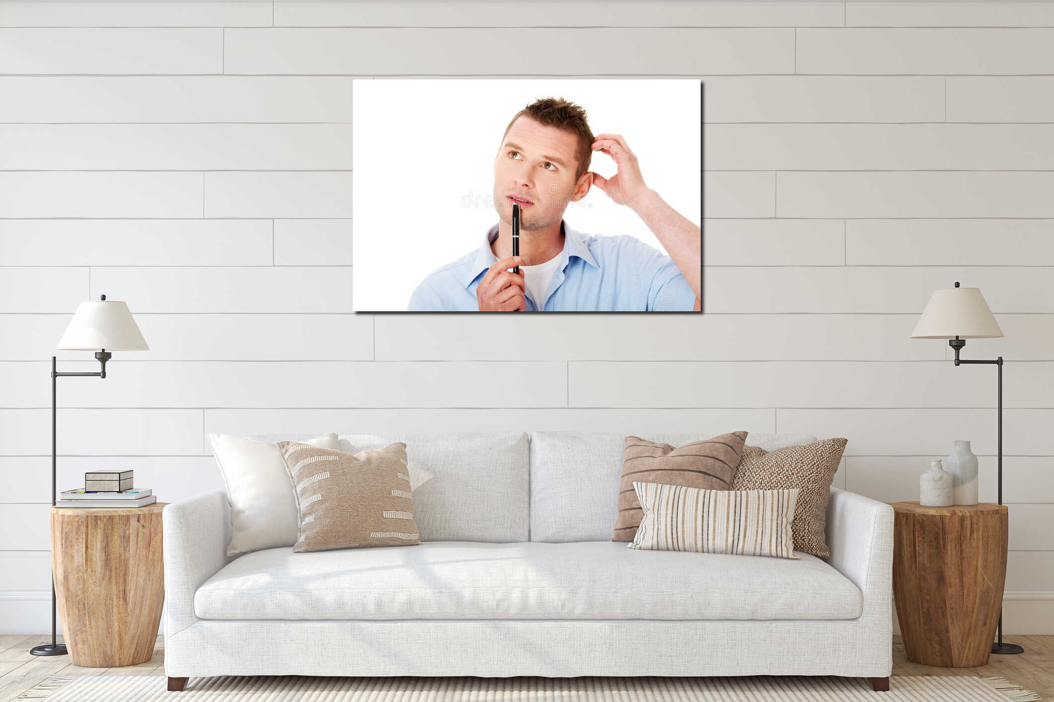 Canvas hanging interior mockup