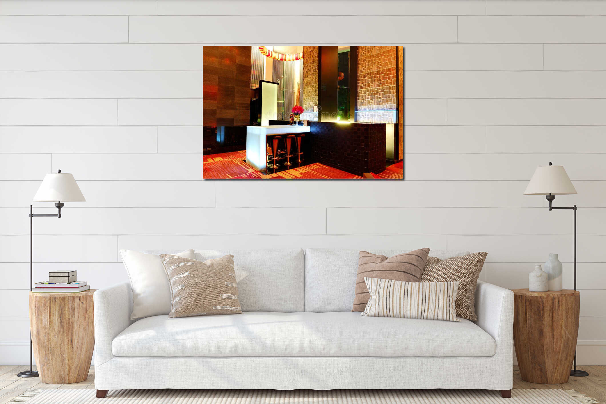 Canvas hanging interior mockup
