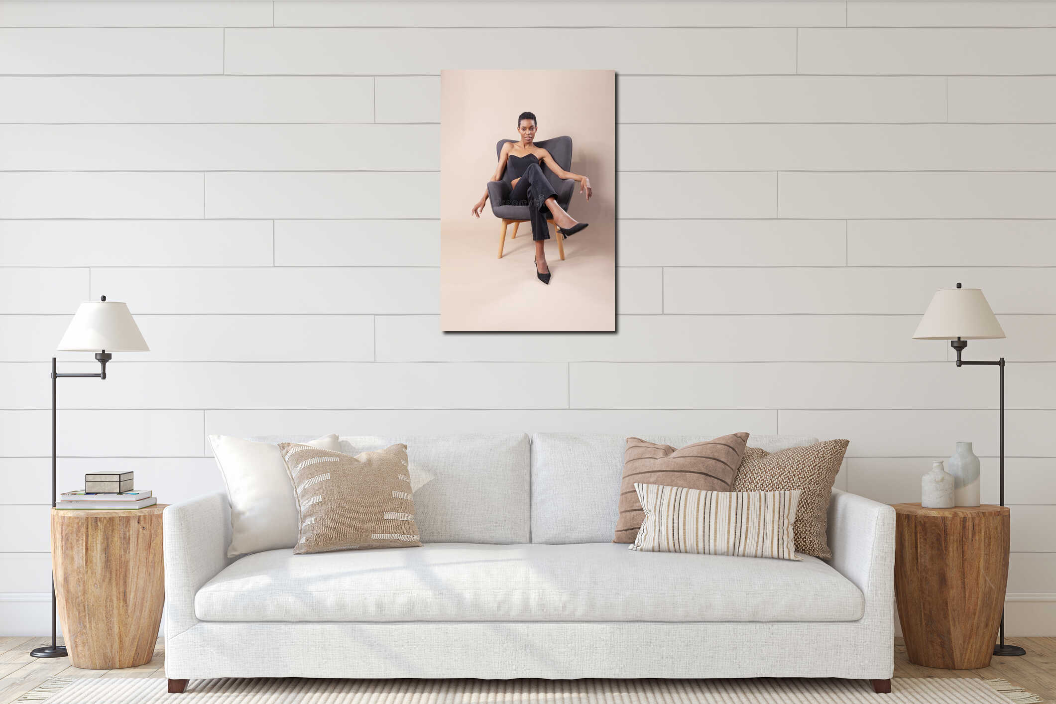 Canvas hanging interior mockup