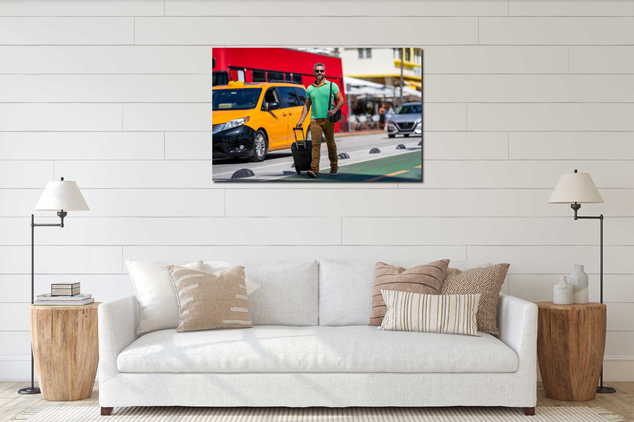 Canvas hanging interior mockup