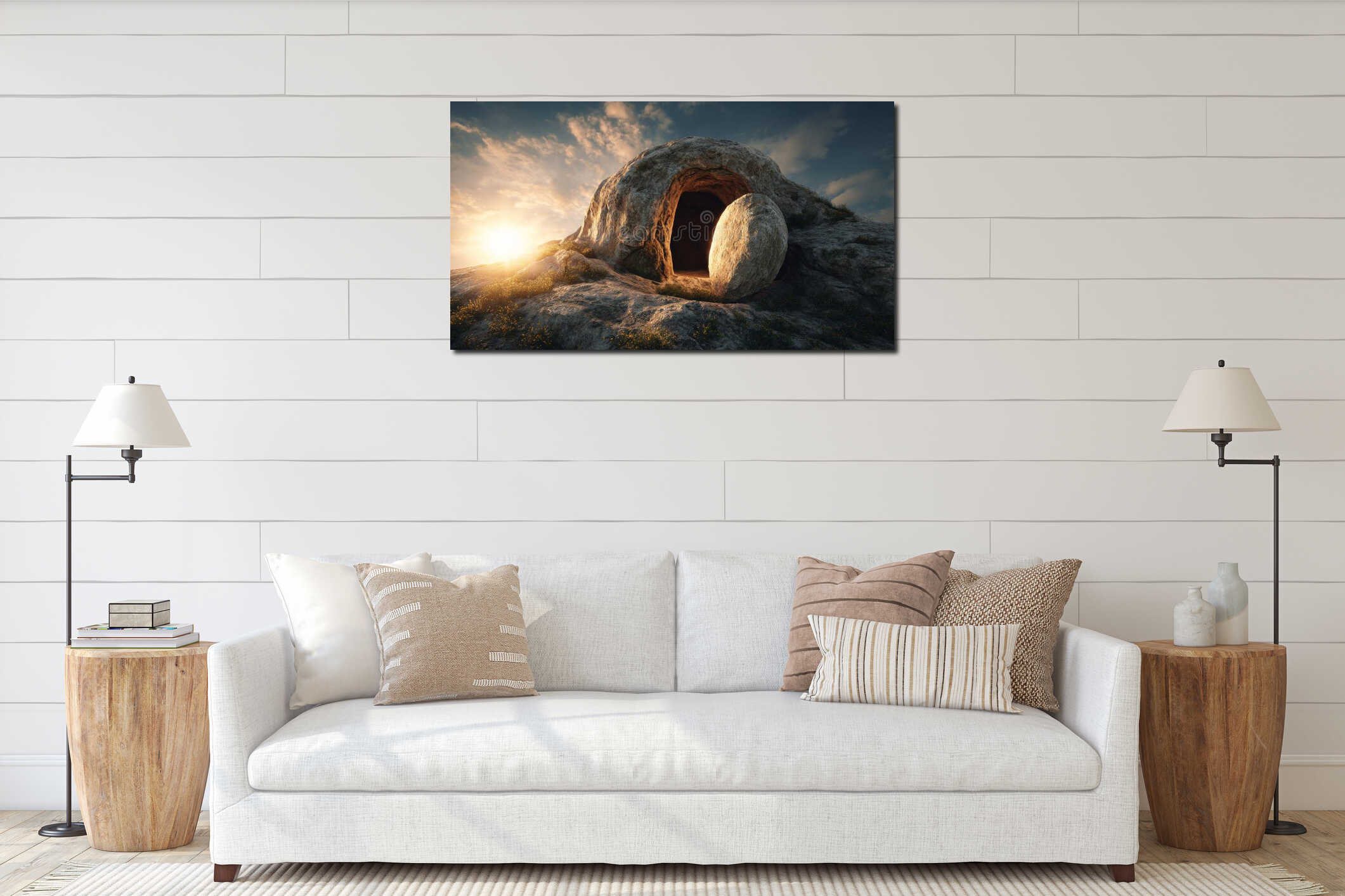 Canvas hanging interior mockup