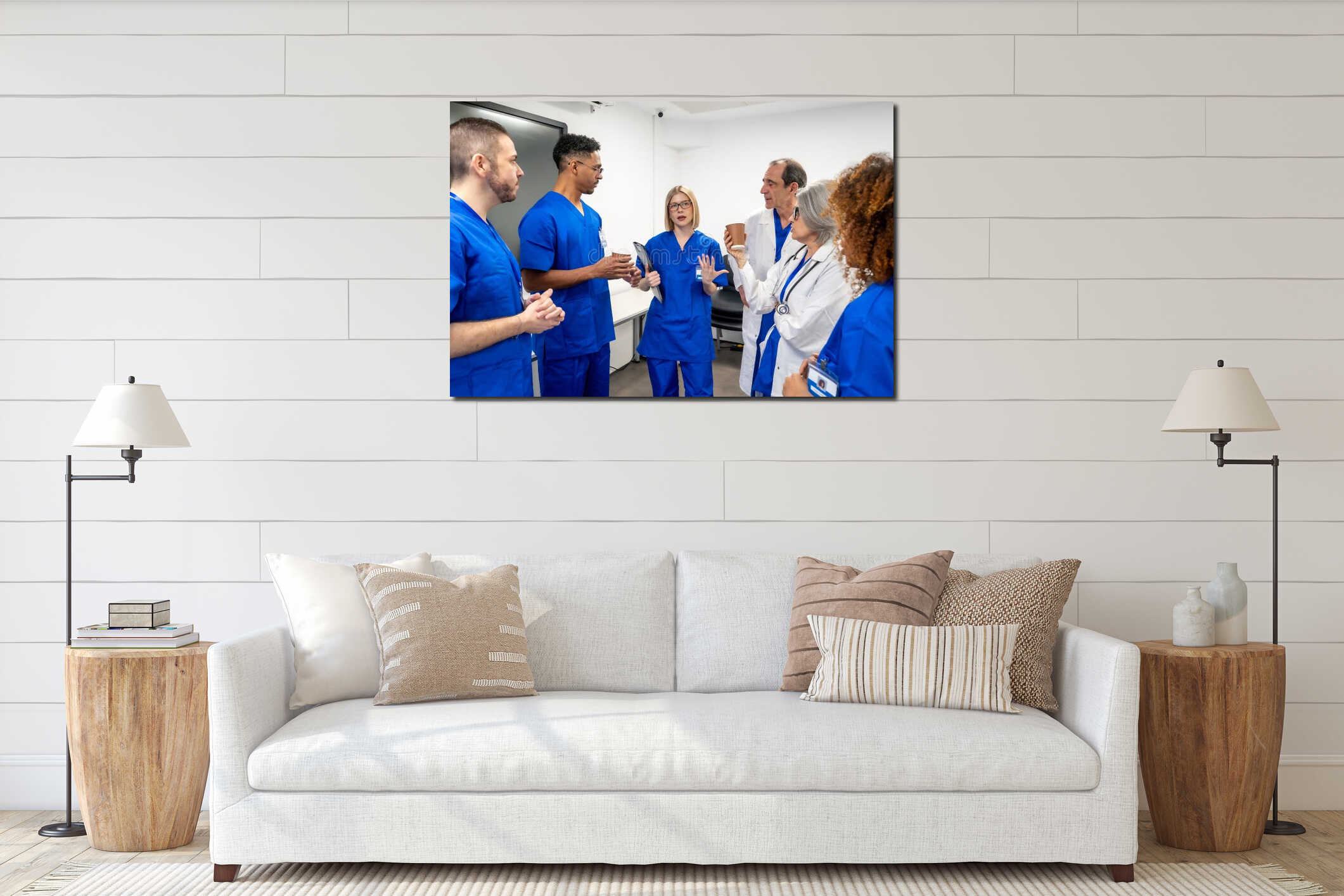 Canvas hanging interior mockup