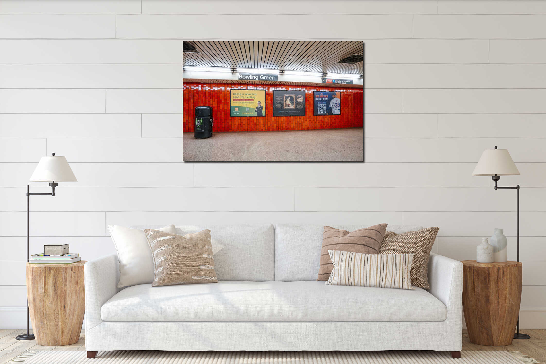 Canvas hanging interior mockup