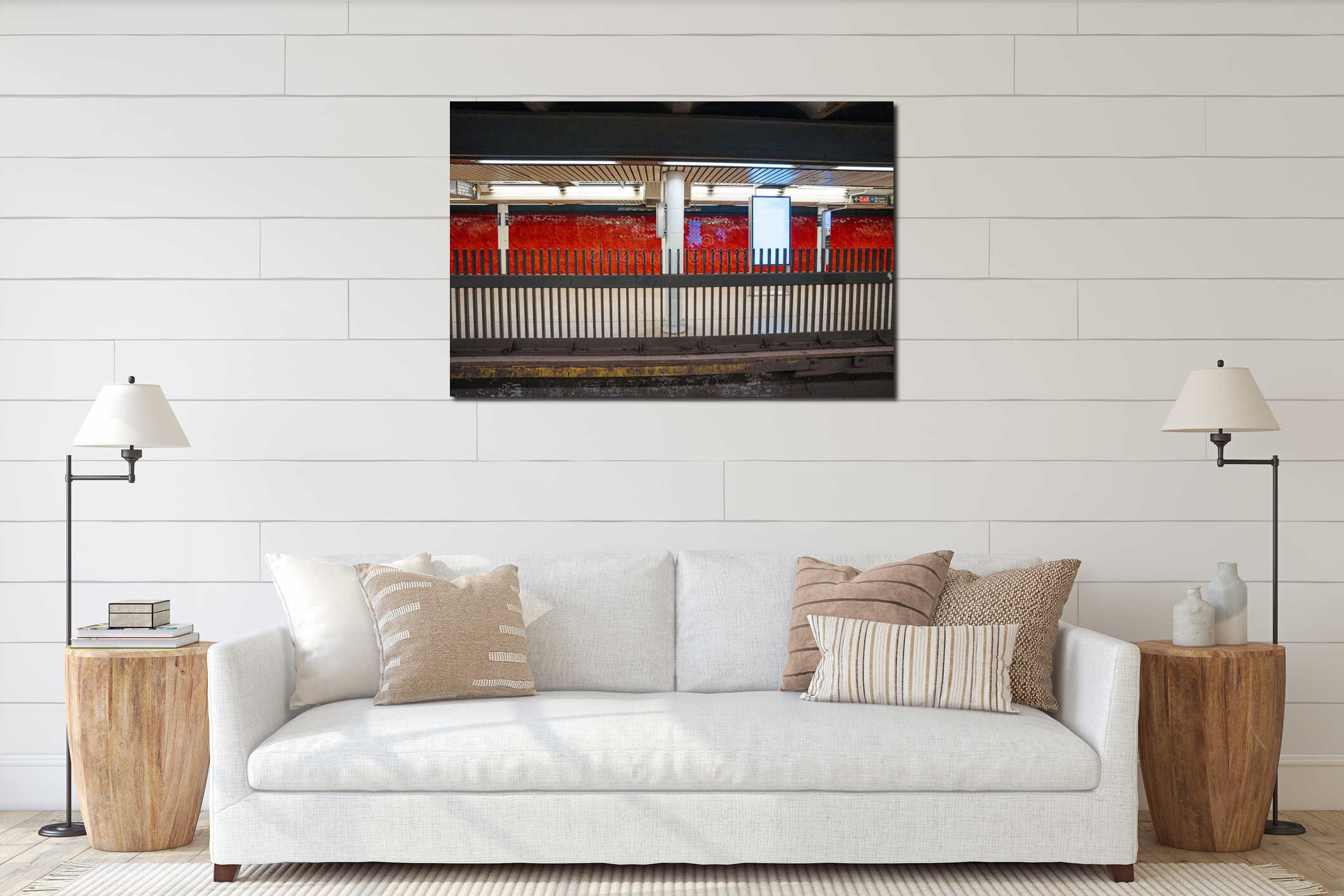 Canvas hanging interior mockup