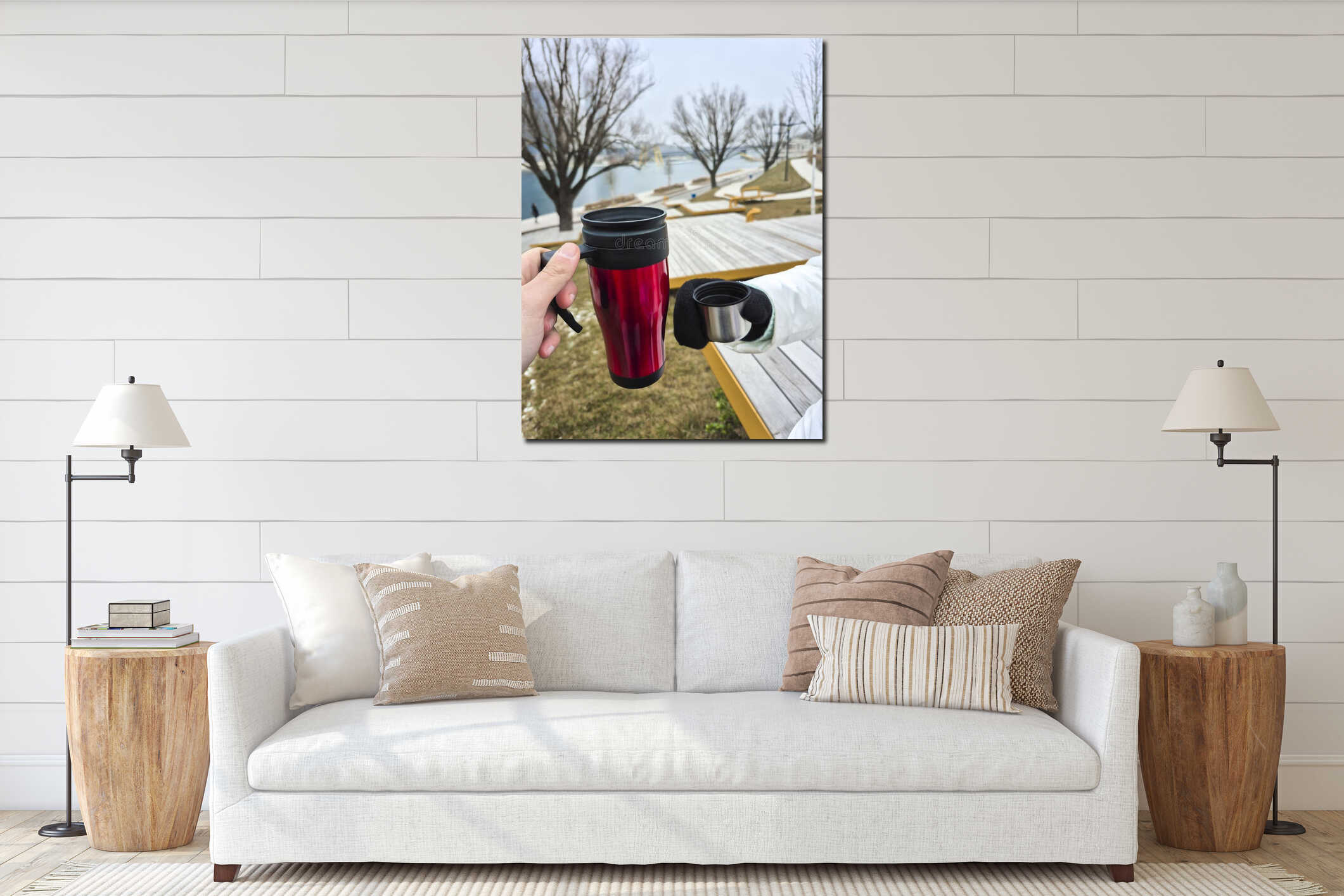 Canvas hanging interior mockup