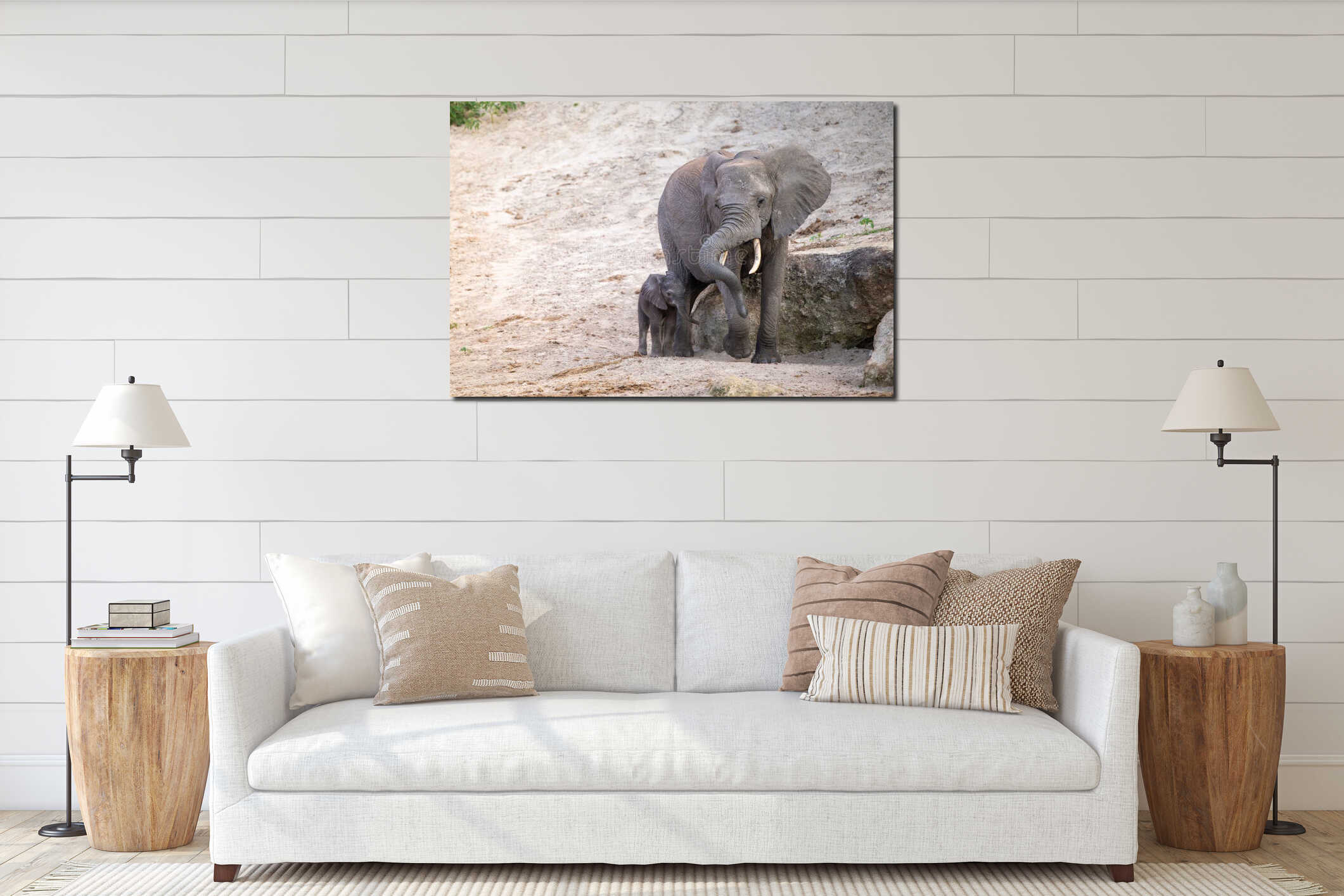 Canvas hanging interior mockup