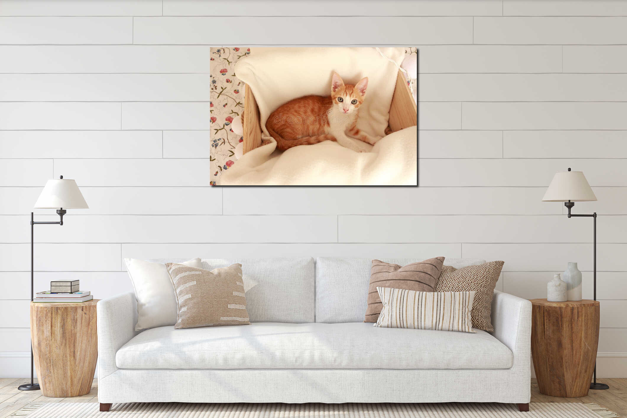 Canvas hanging interior mockup