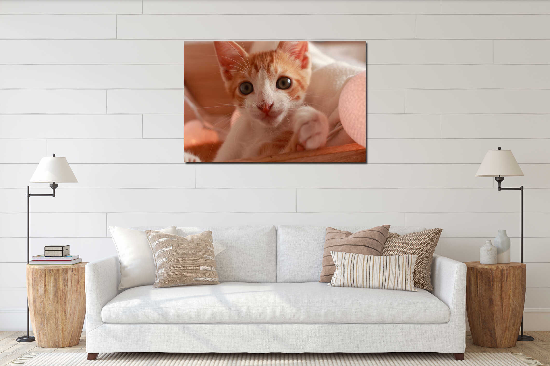 Canvas hanging interior mockup