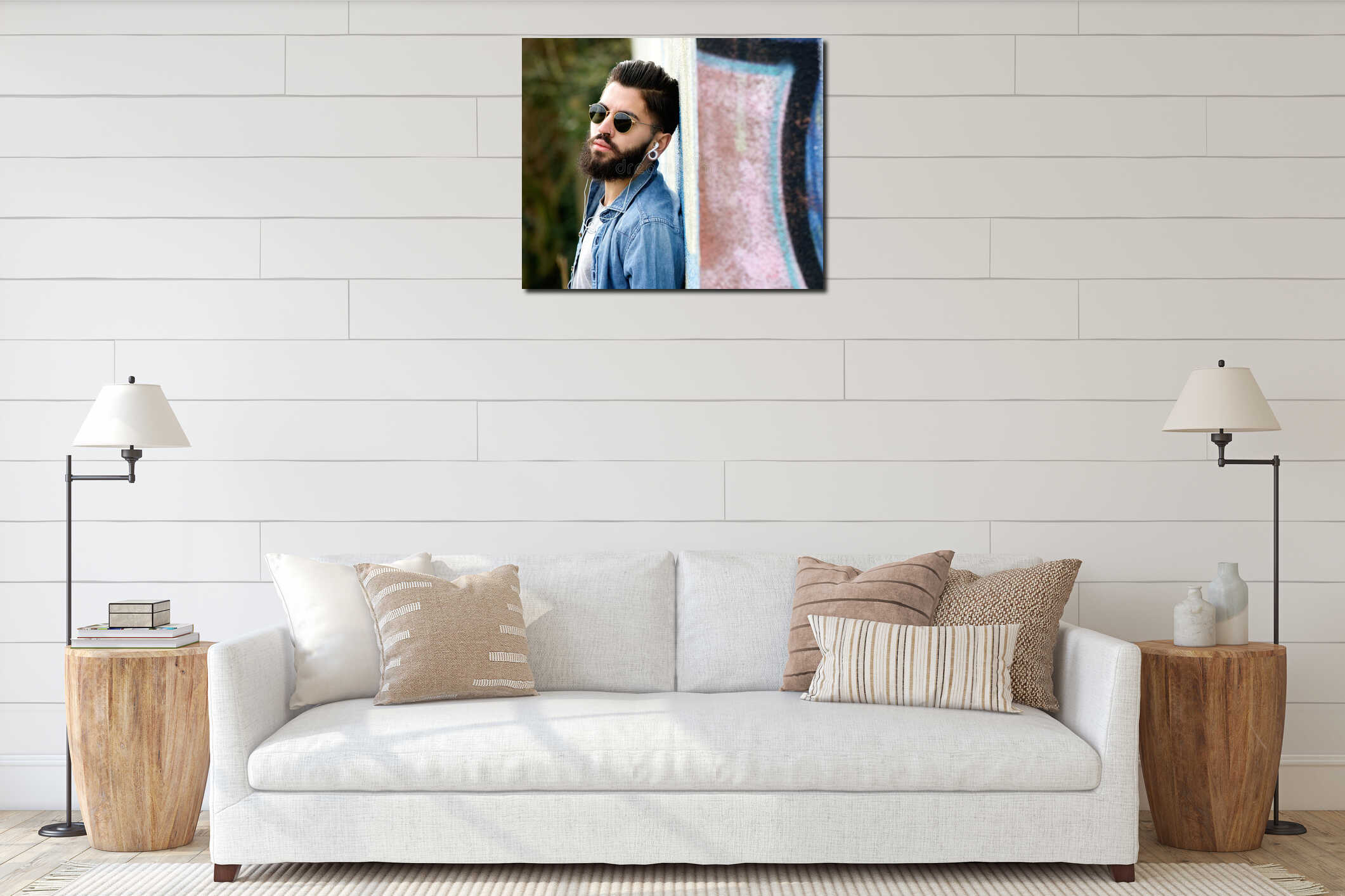 Canvas hanging interior mockup