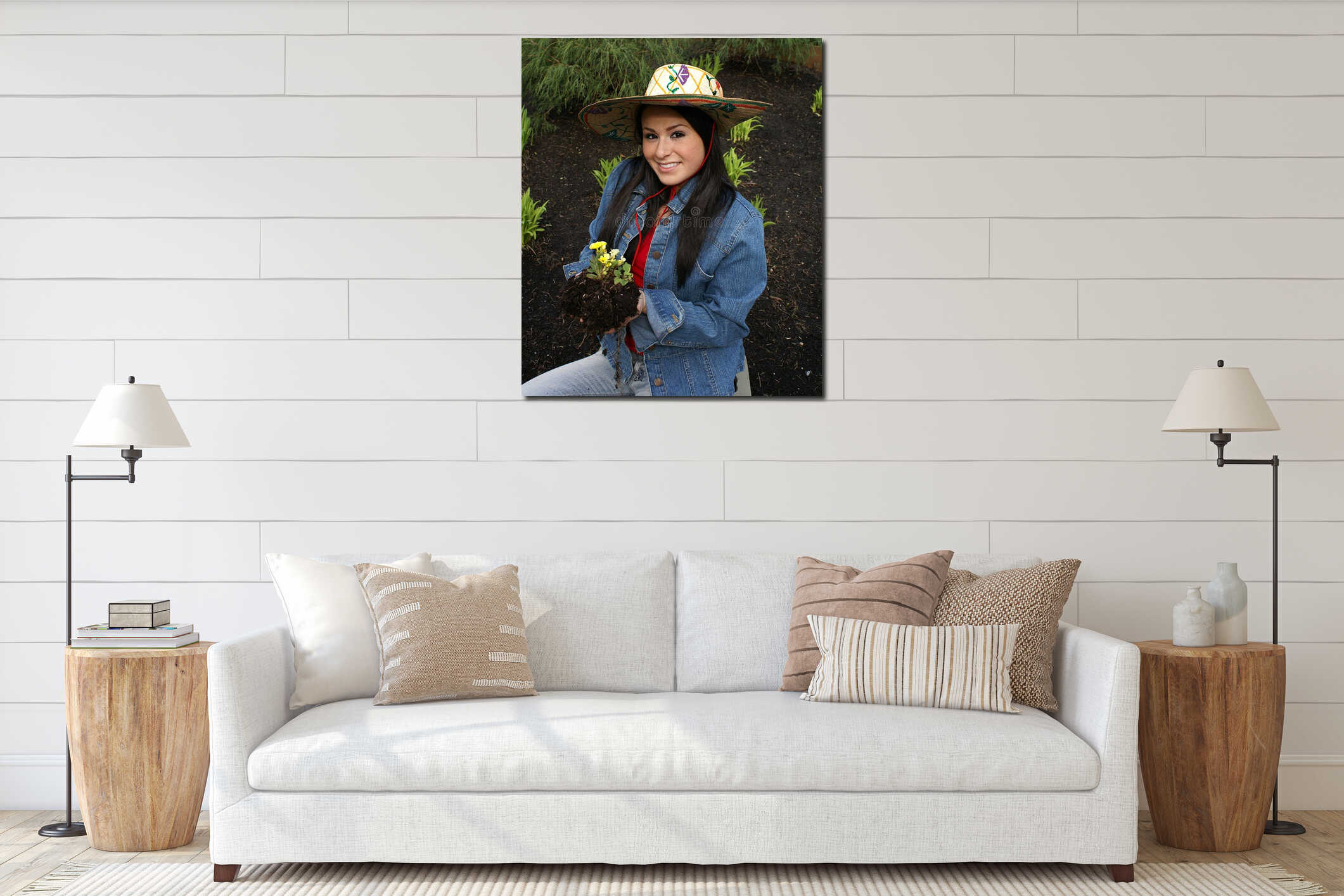 Canvas hanging interior mockup