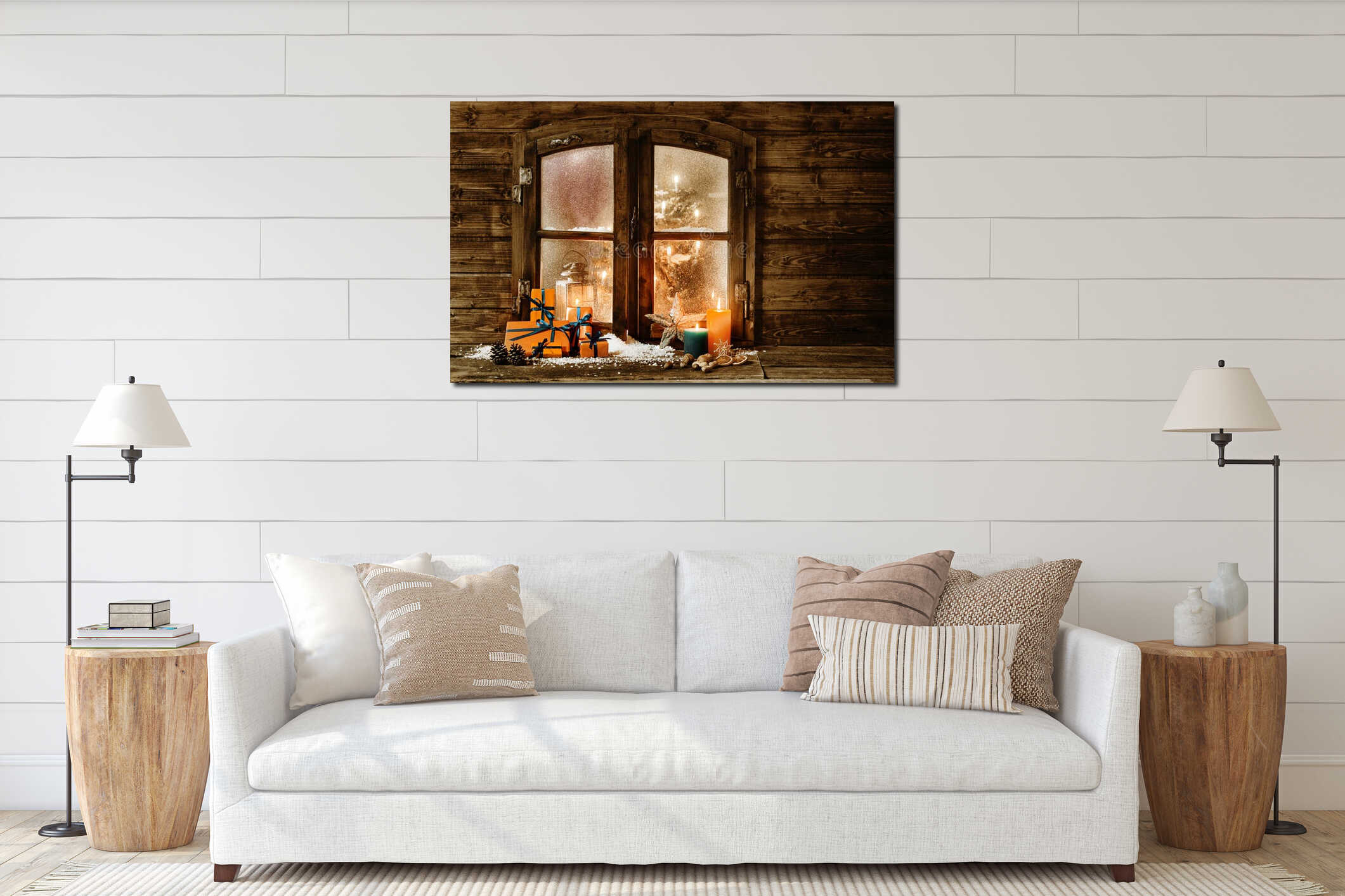 Canvas hanging interior mockup