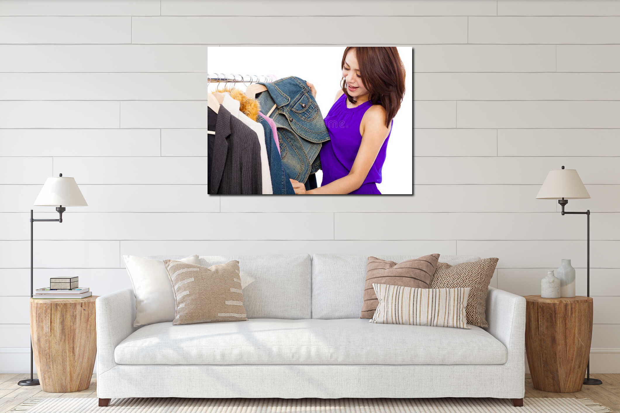Canvas hanging interior mockup