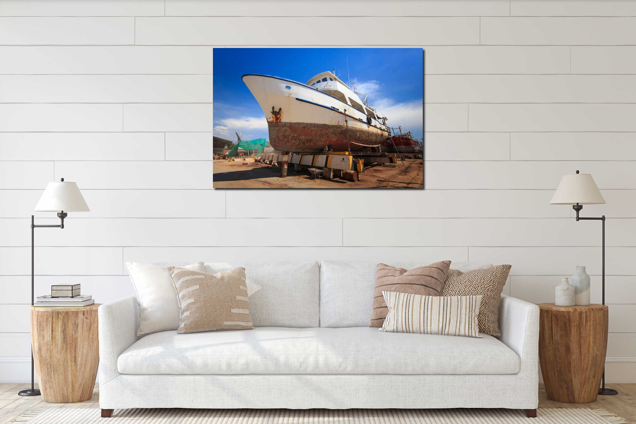 Canvas hanging interior mockup