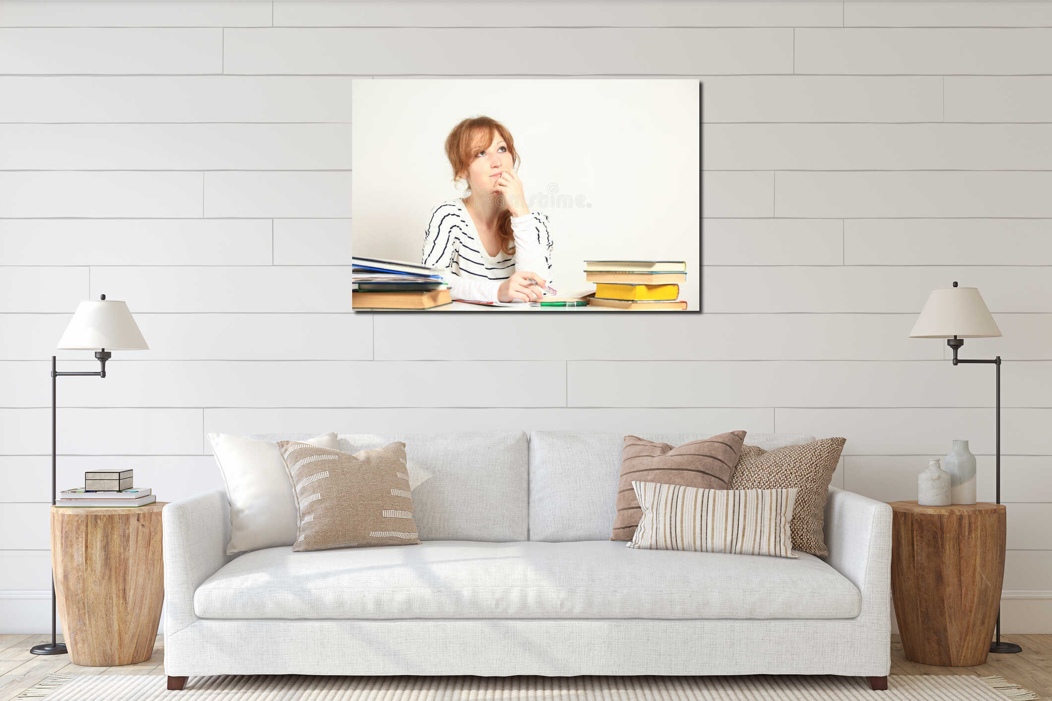 Canvas hanging interior mockup